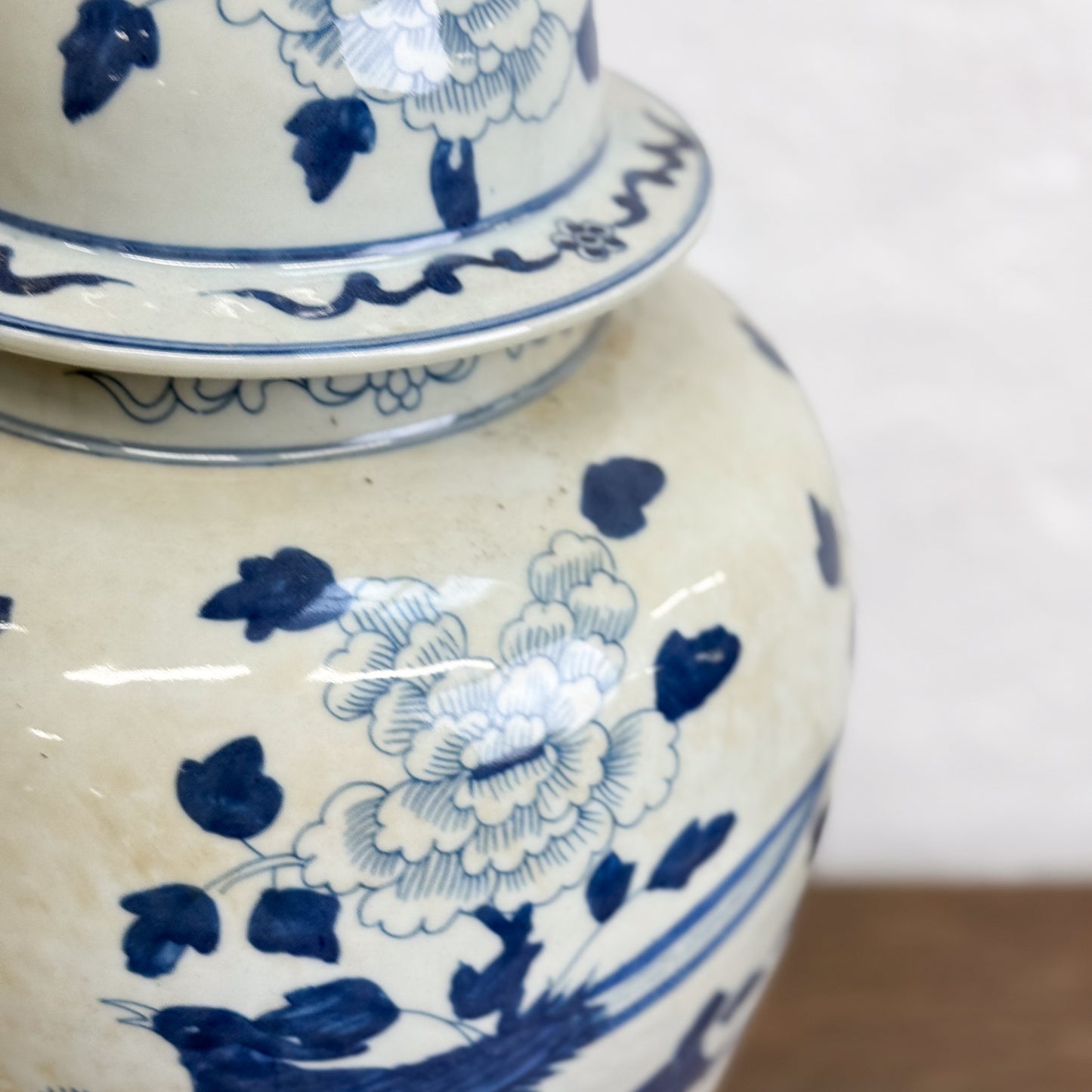 Peony & Bird Porcelain Temple Jar