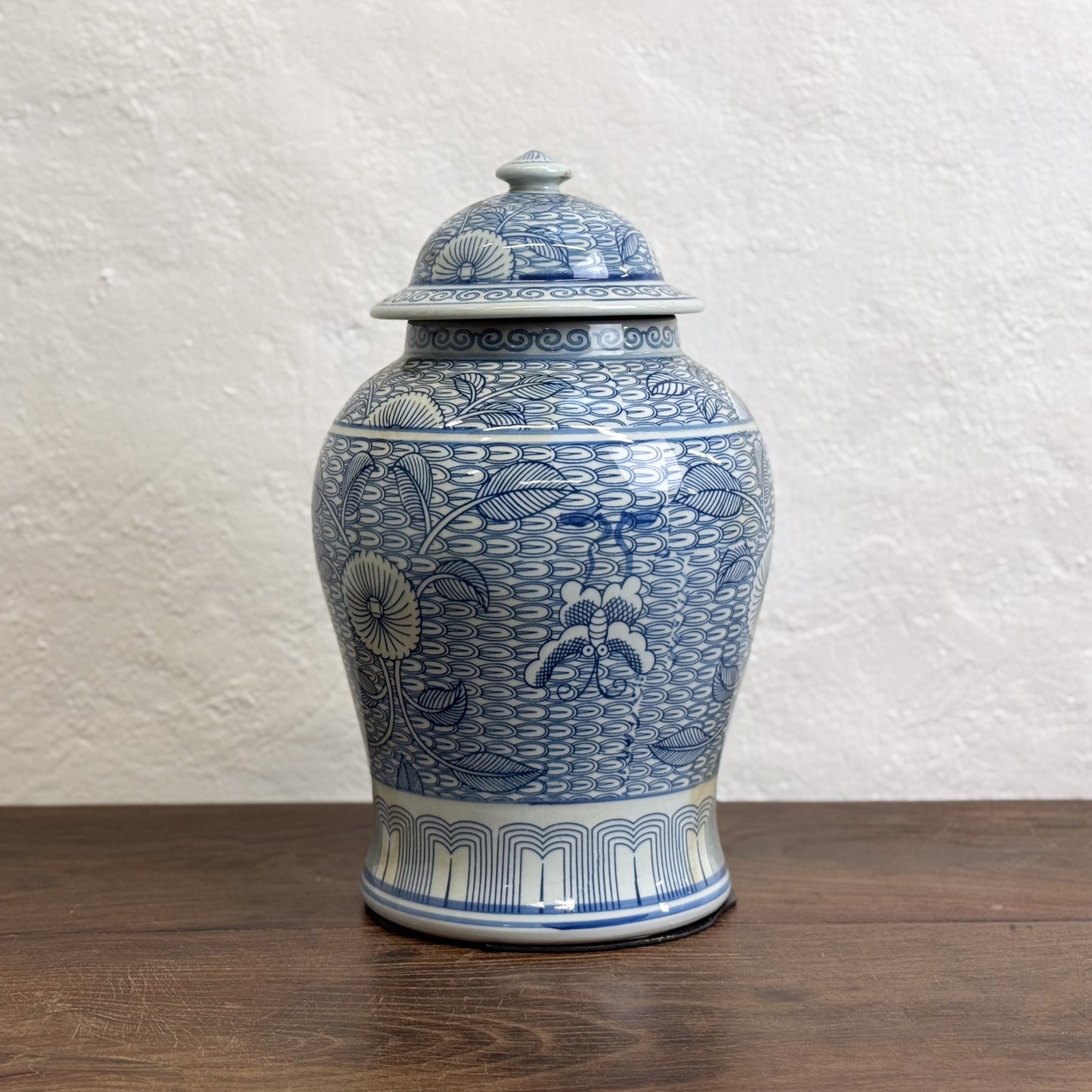 Patterned Floral Porcelain Ginger Jar