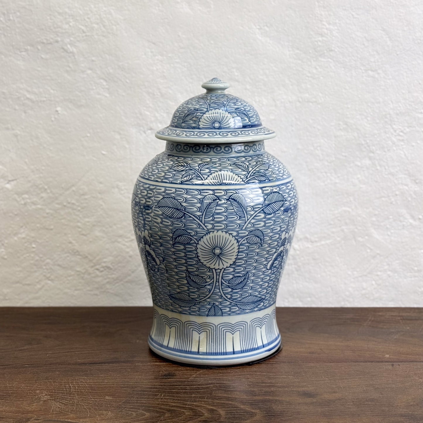 Patterned Floral Porcelain Ginger Jar