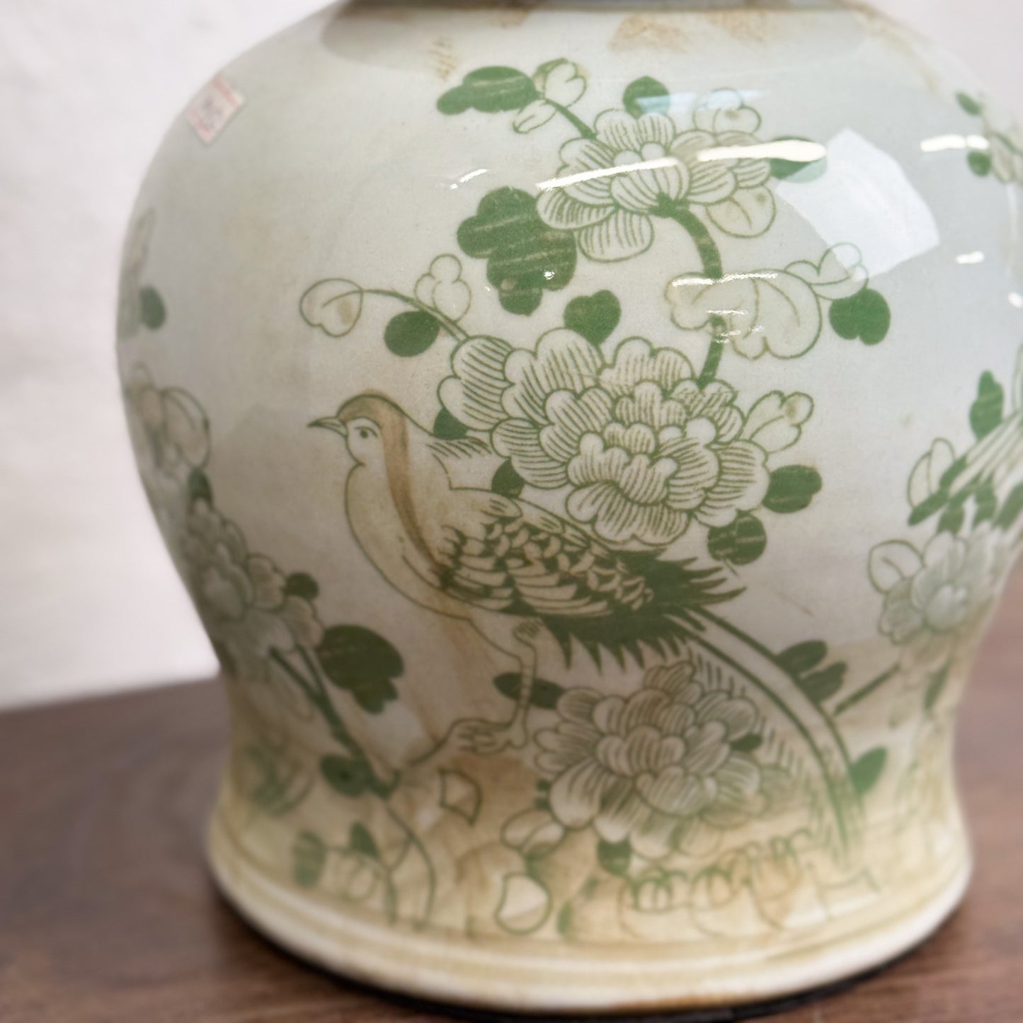 Peony & Bird Squat Porcelain Temple Jar