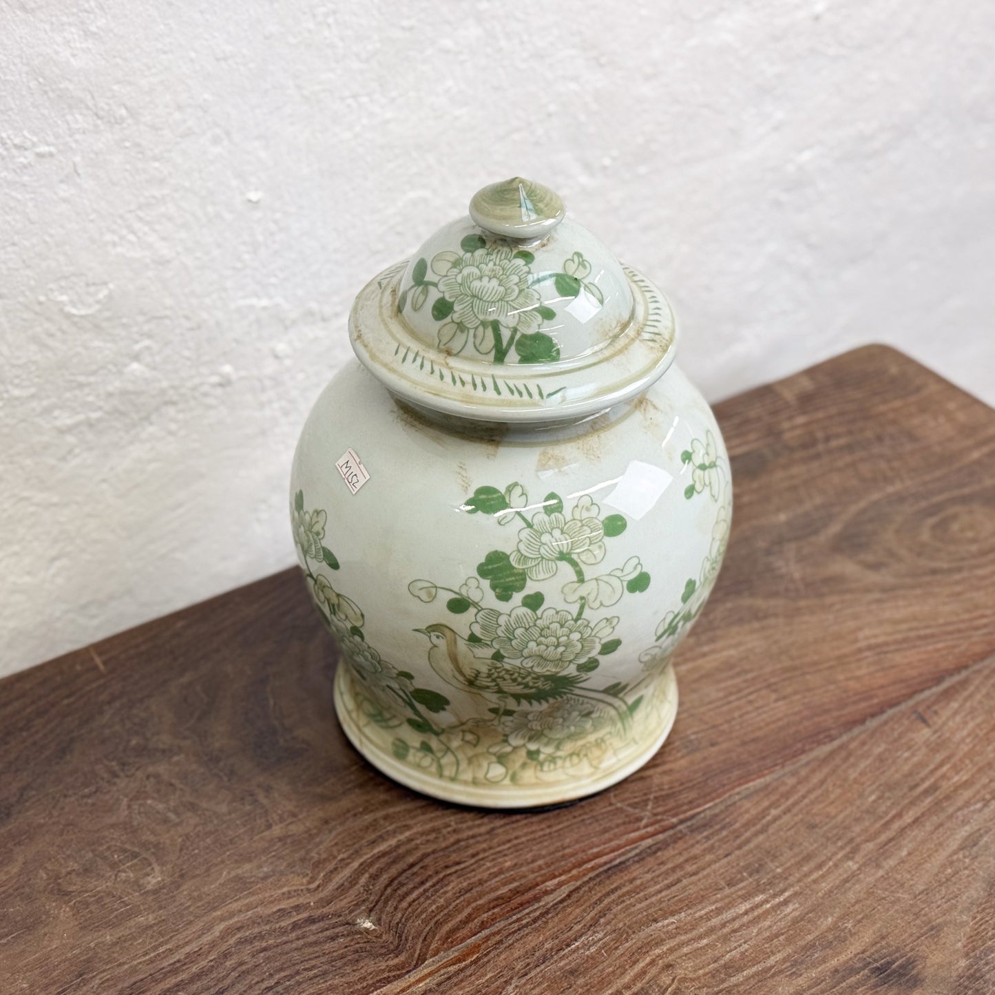 Peony & Bird Squat Porcelain Temple Jar