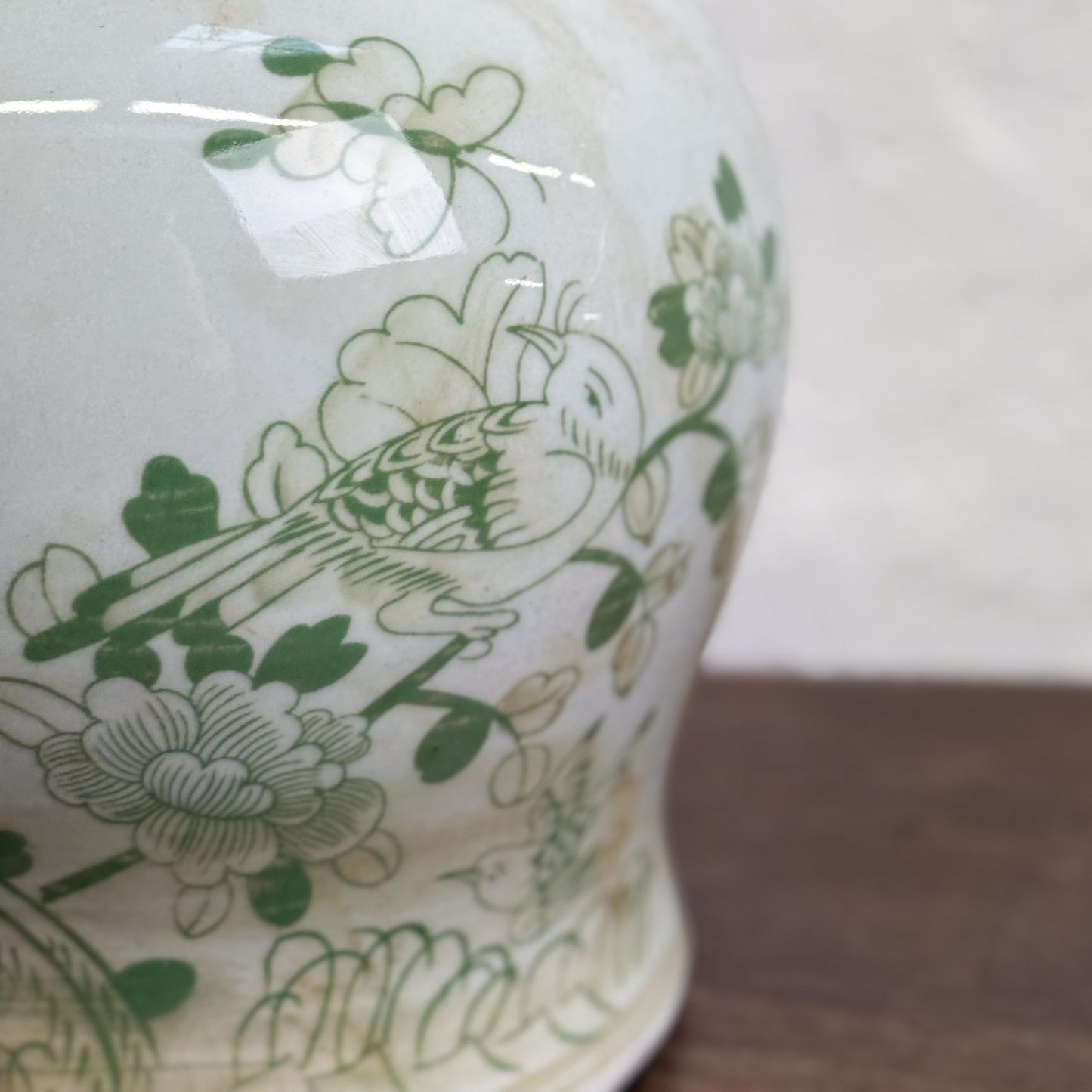 Peony & Bird Squat Porcelain Temple Jar