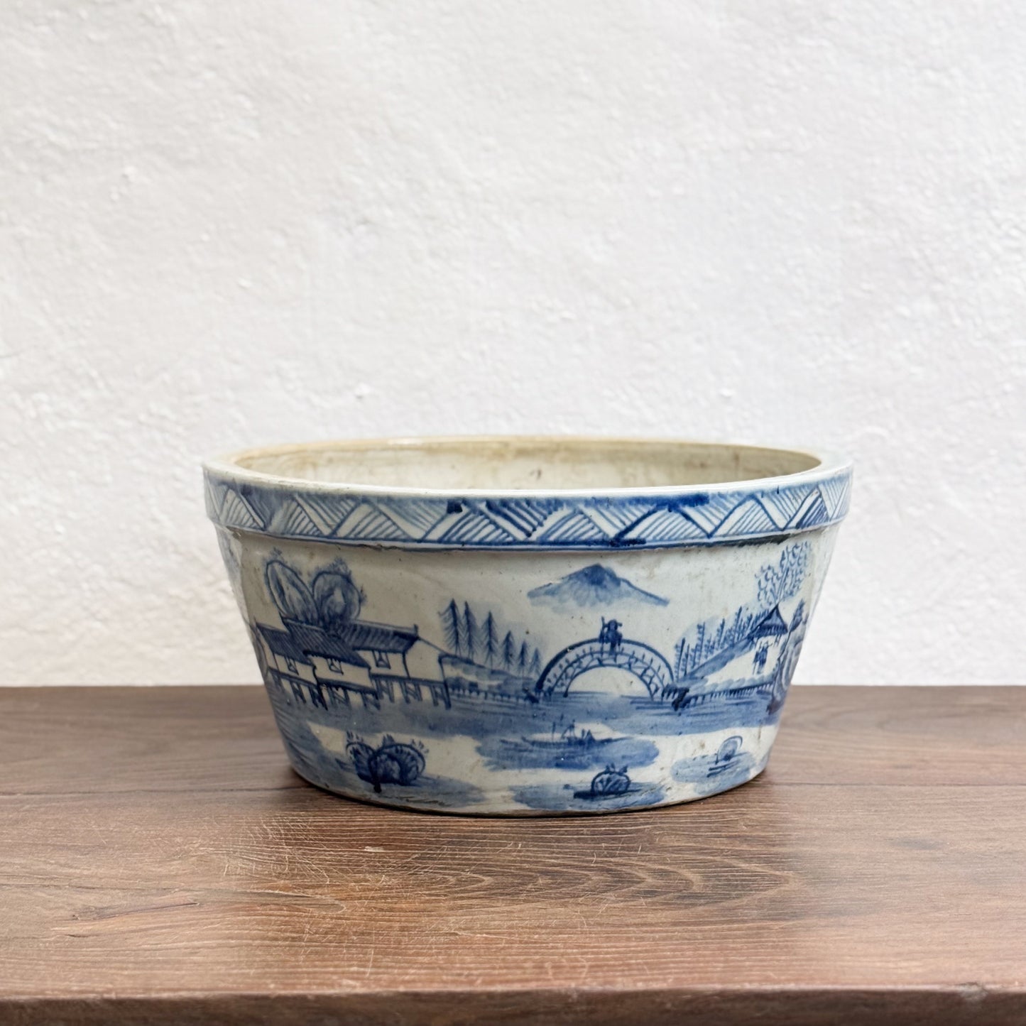 Village Scene Porcelain Planter Bowl
