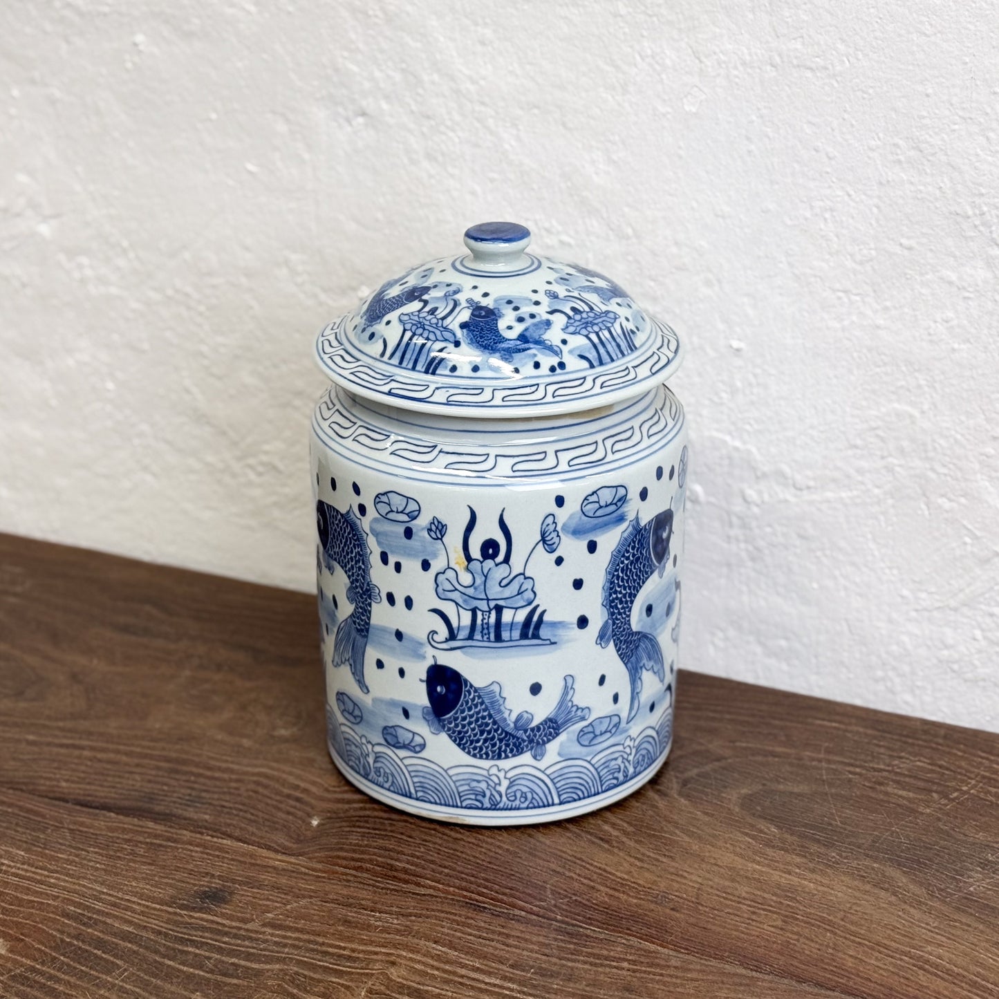 Fish Pond Lidded Porcelain Container