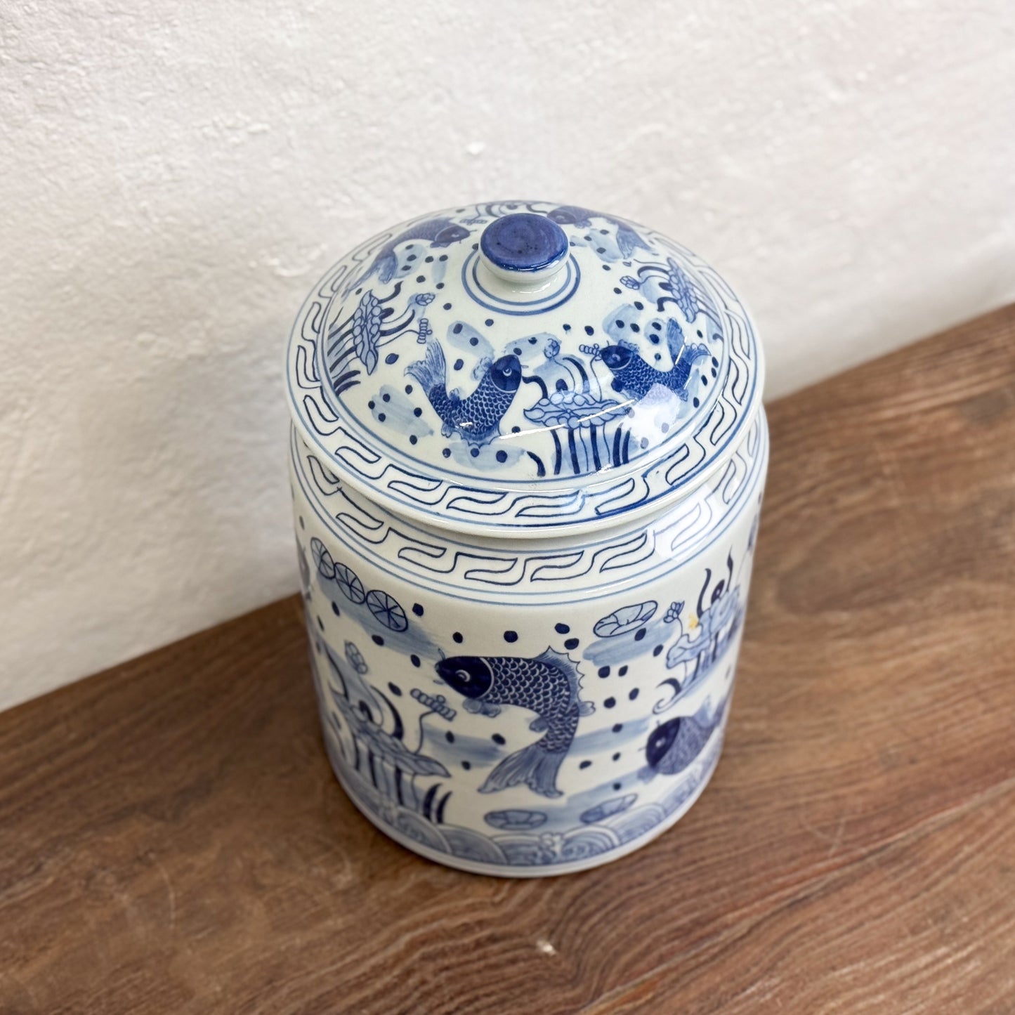Fish Pond Lidded Porcelain Container
