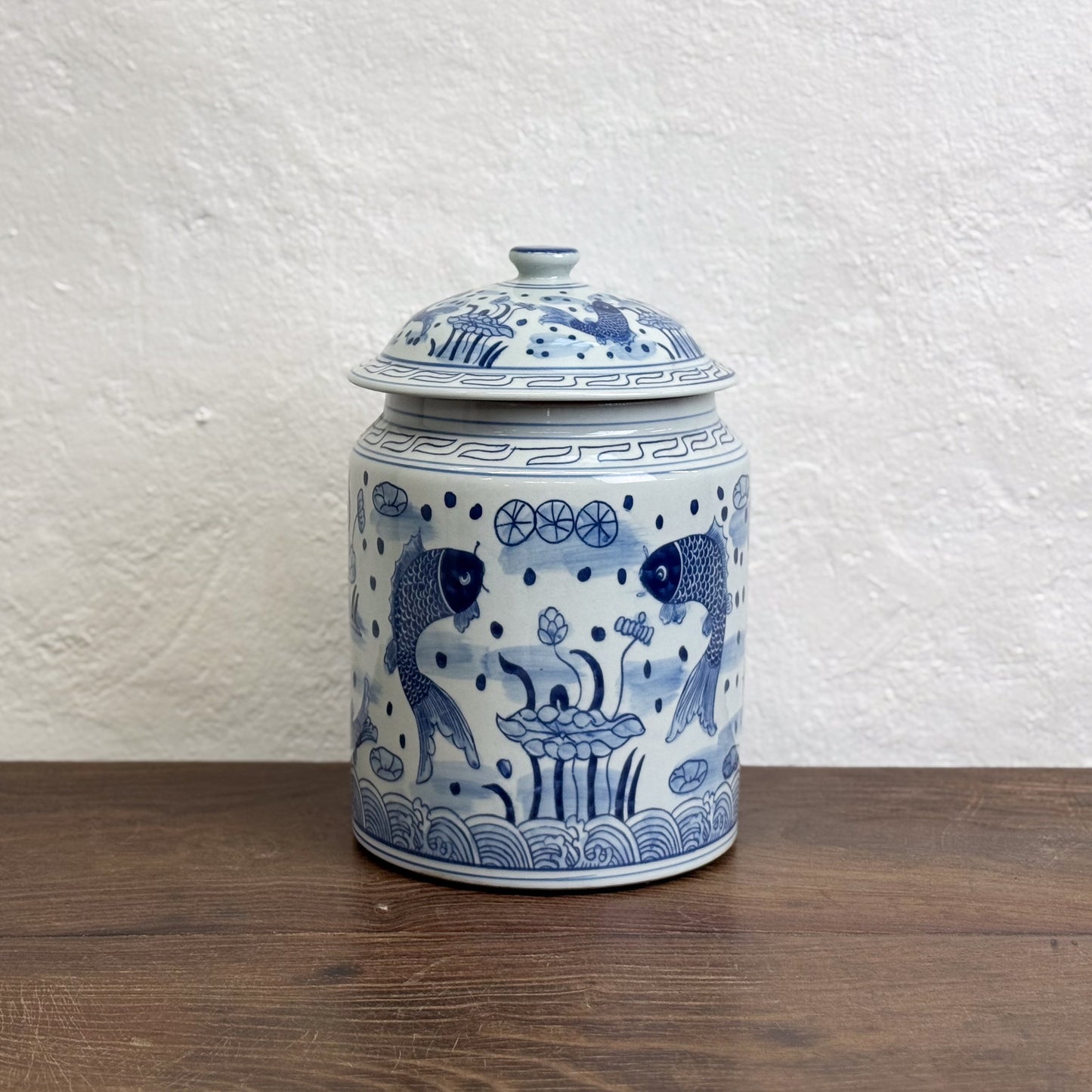 Fish Pond Lidded Porcelain Container