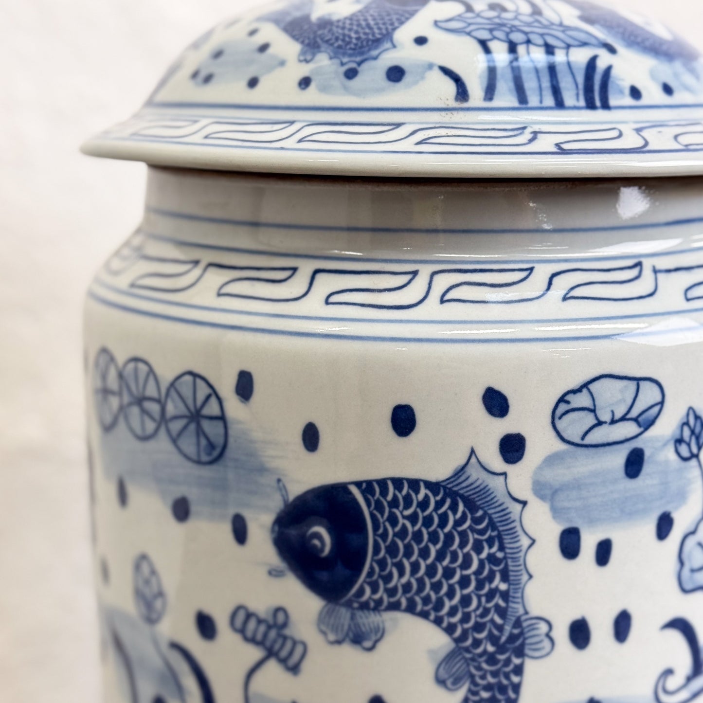 Fish Pond Lidded Porcelain Container