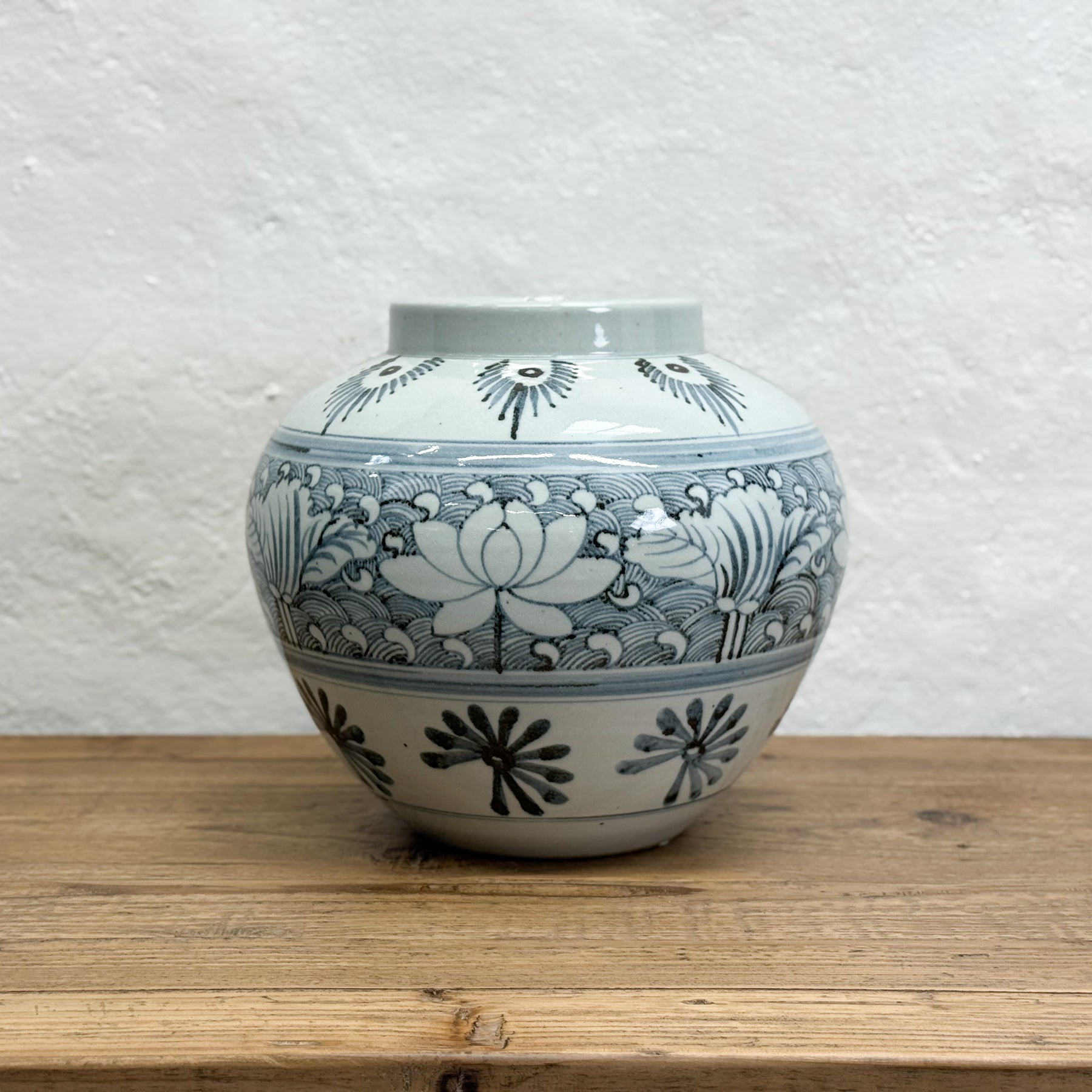 Large Blue and White Lotus Vase