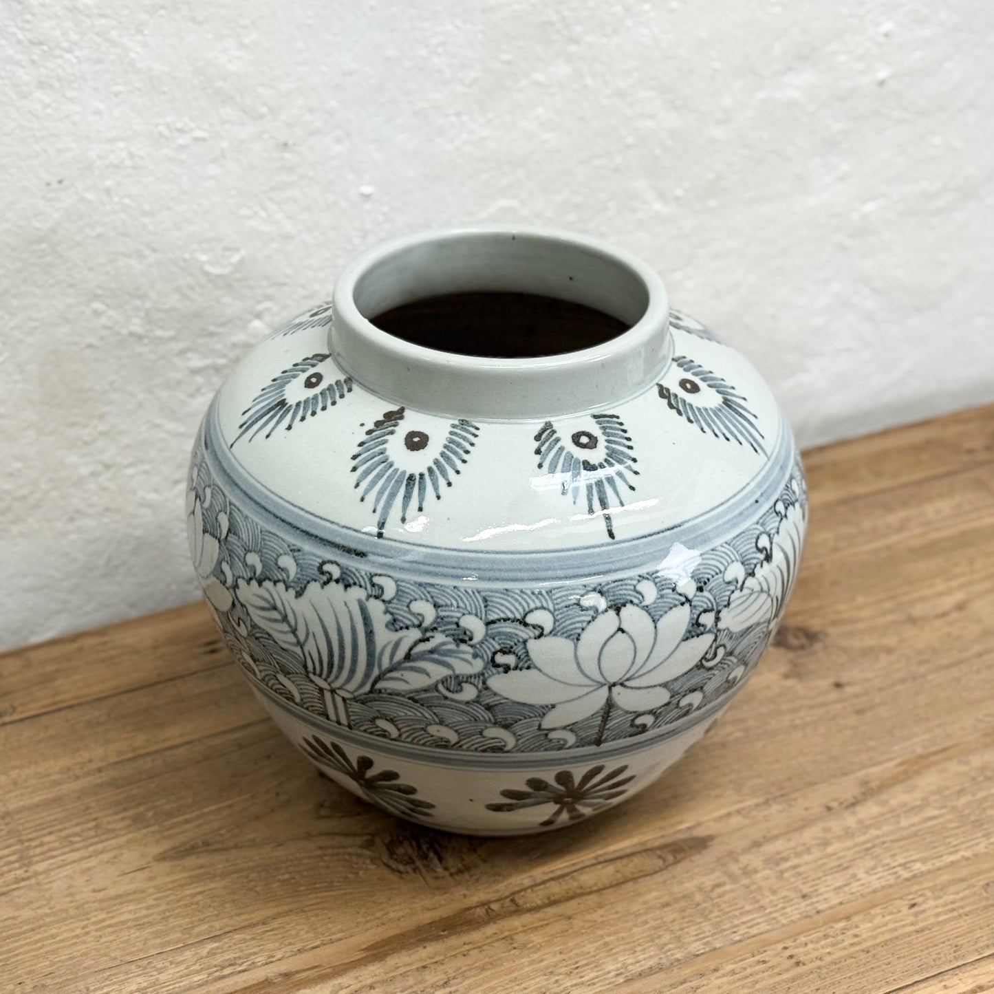 Large Blue and White Lotus Vase