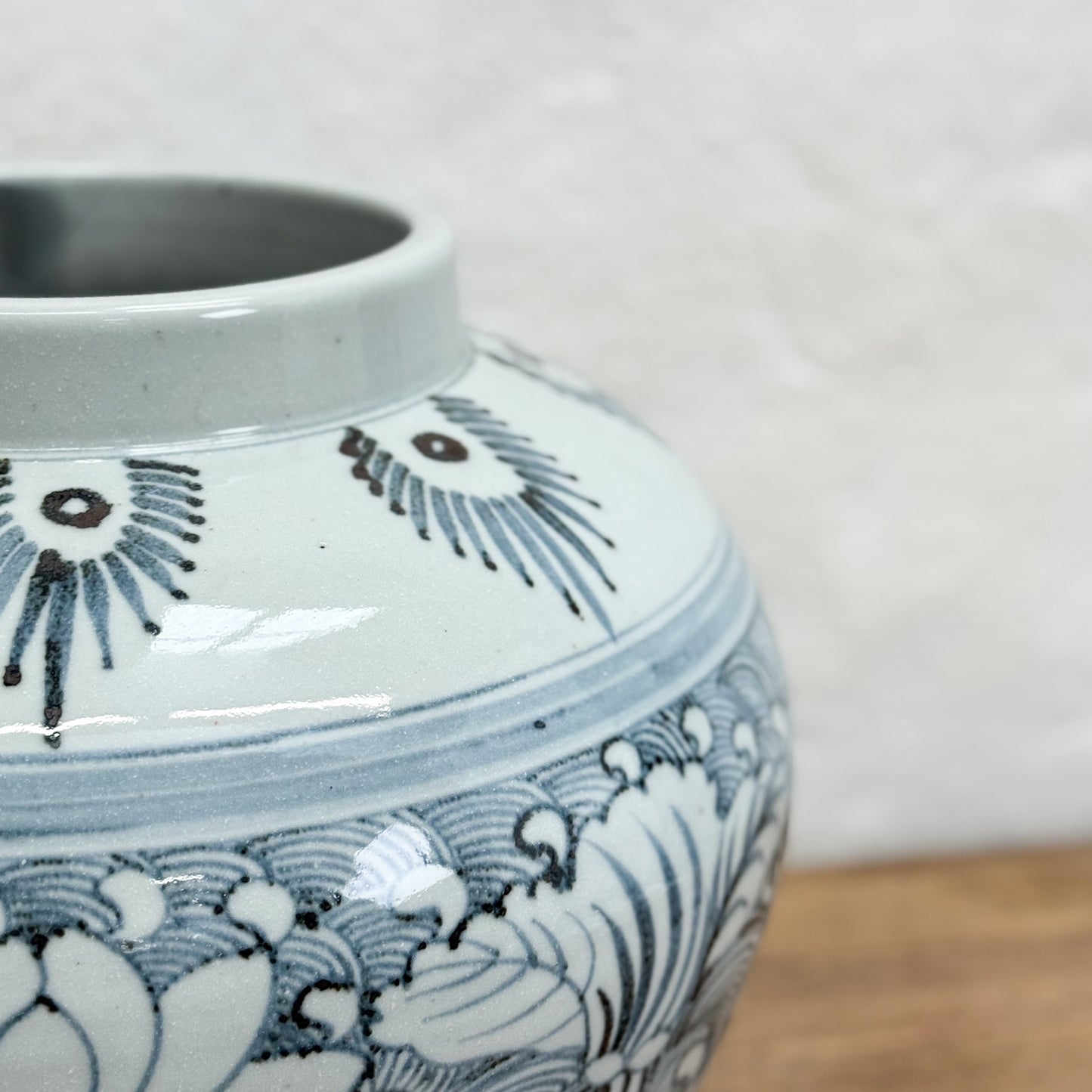 Large Blue and White Lotus Vase