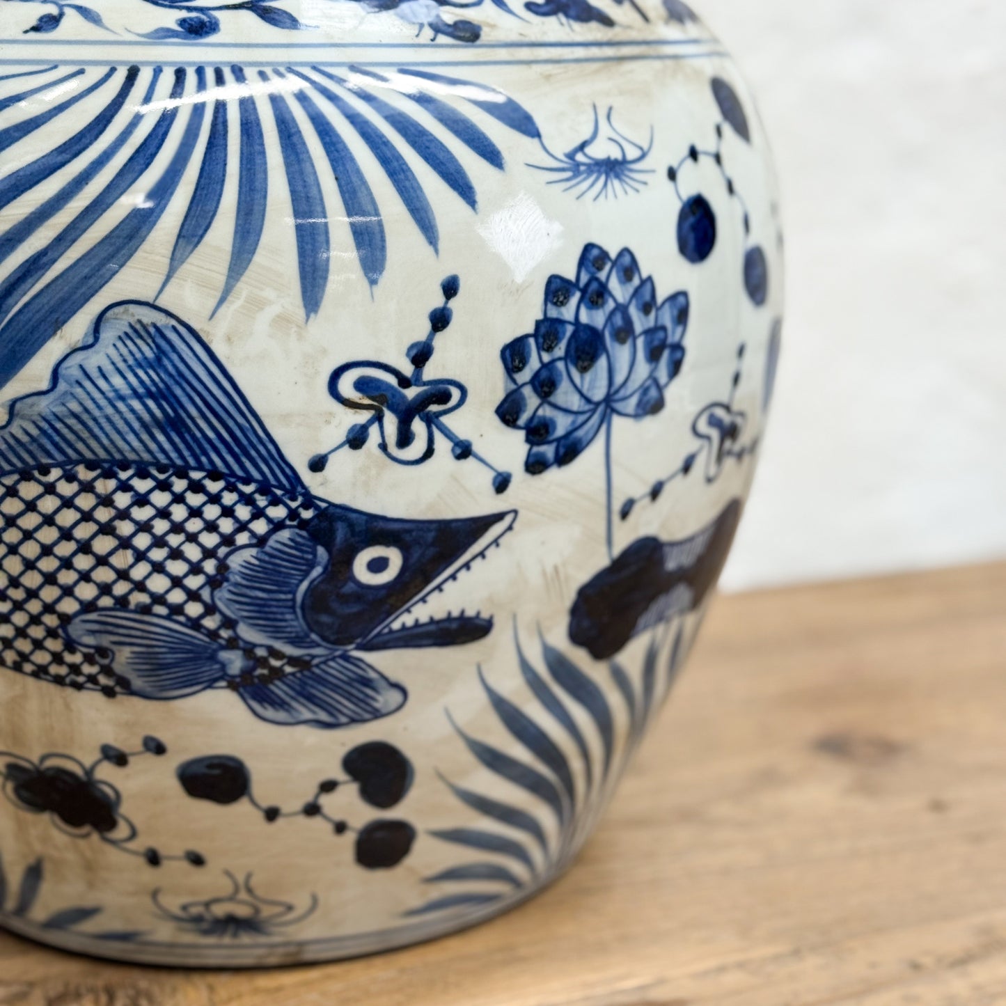 Fish Porcelain Jar with Foo Dog Lid