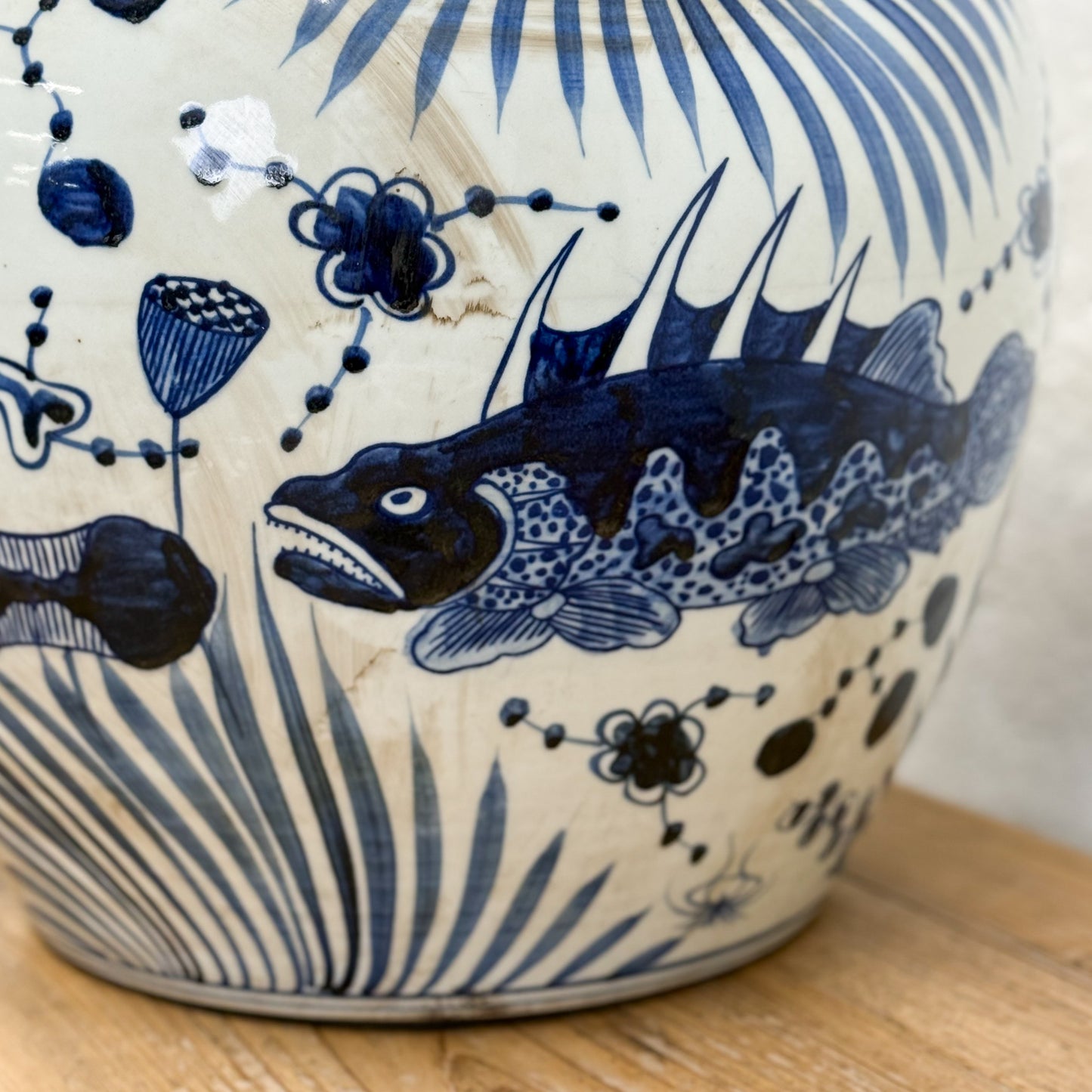 Fish Porcelain Jar with Foo Dog Lid