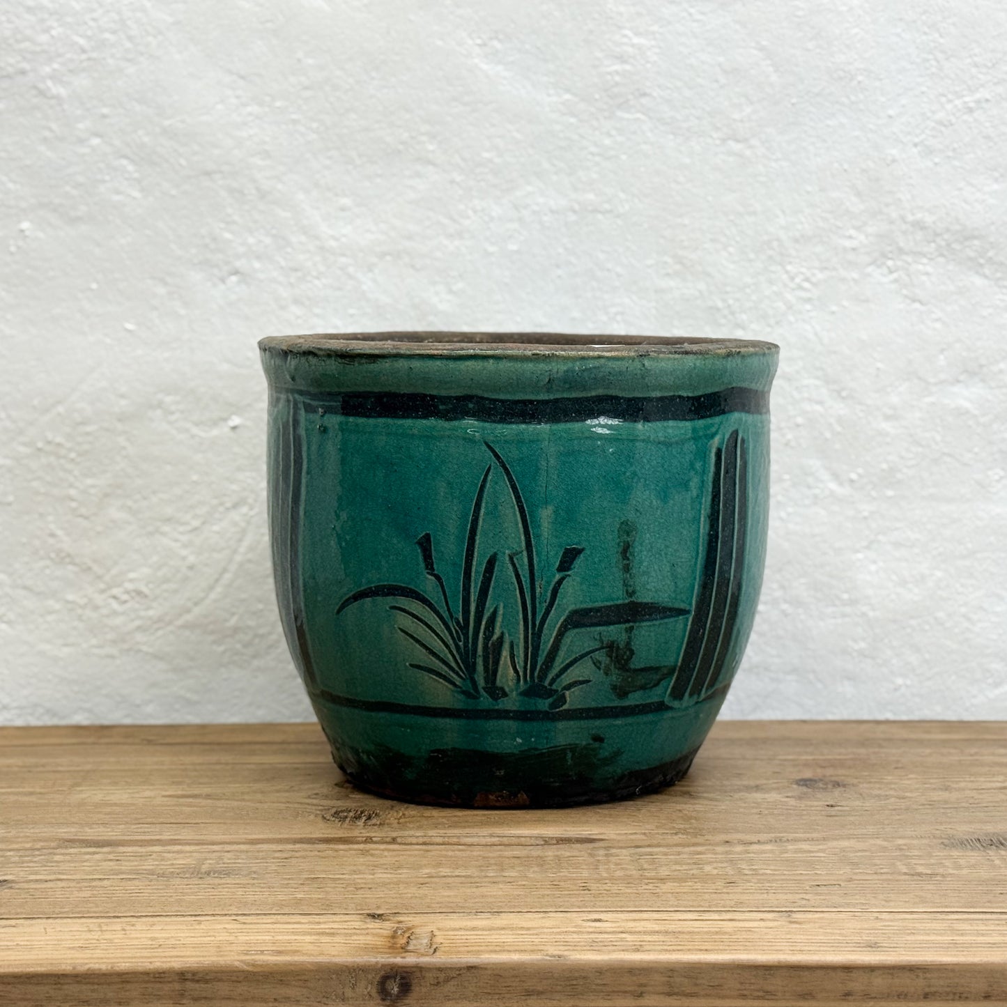 Glazed Floral Motif Planter