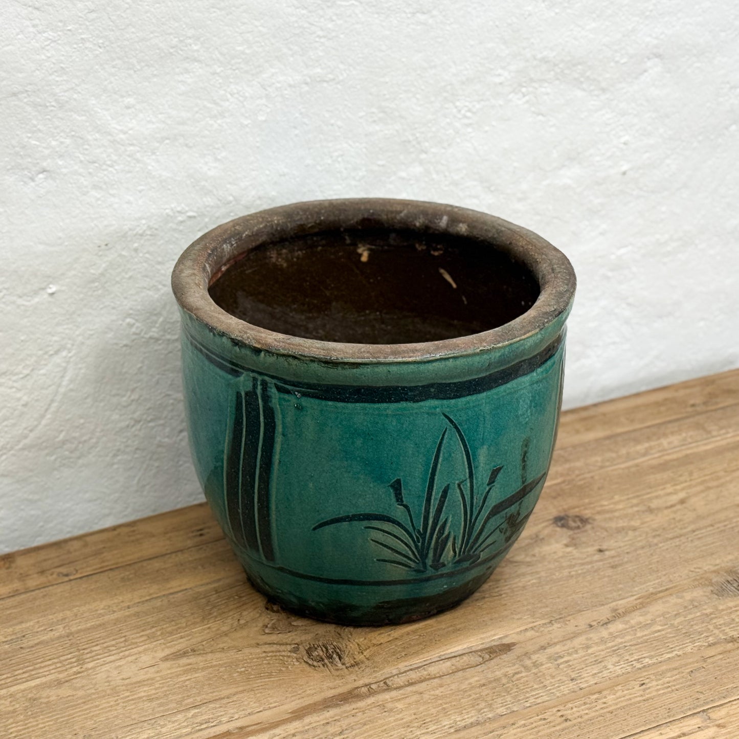 Glazed Floral Motif Planter