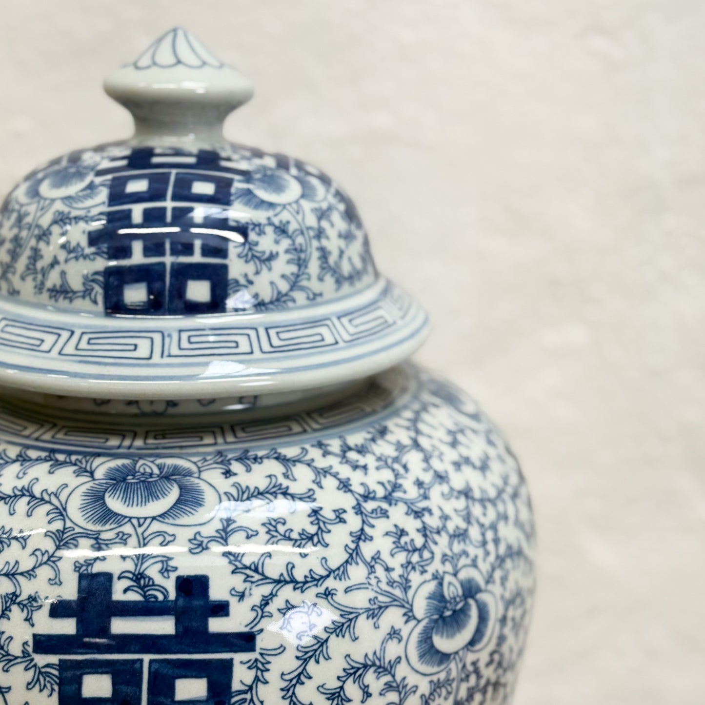 Double Happiness Porcelain Temple Jar