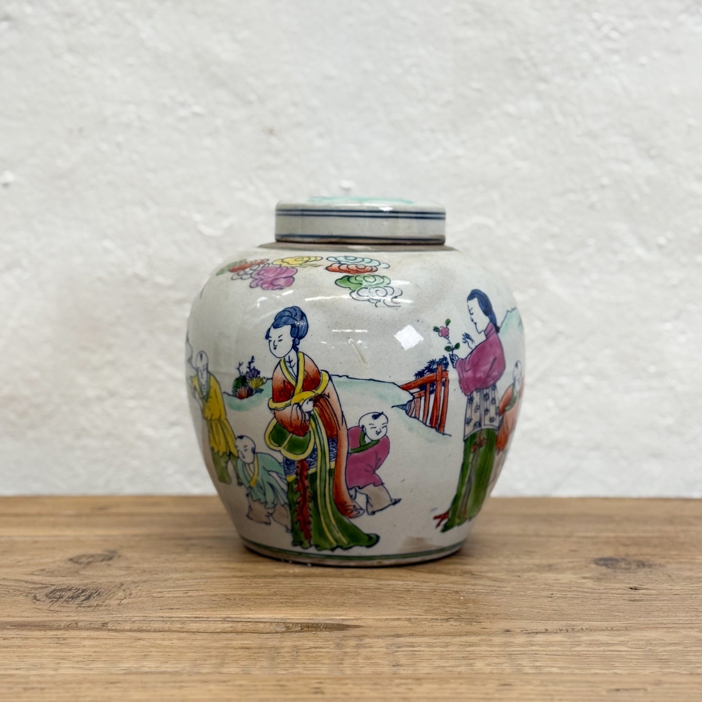 Painted Multicolour Porcelain Ginger Jar