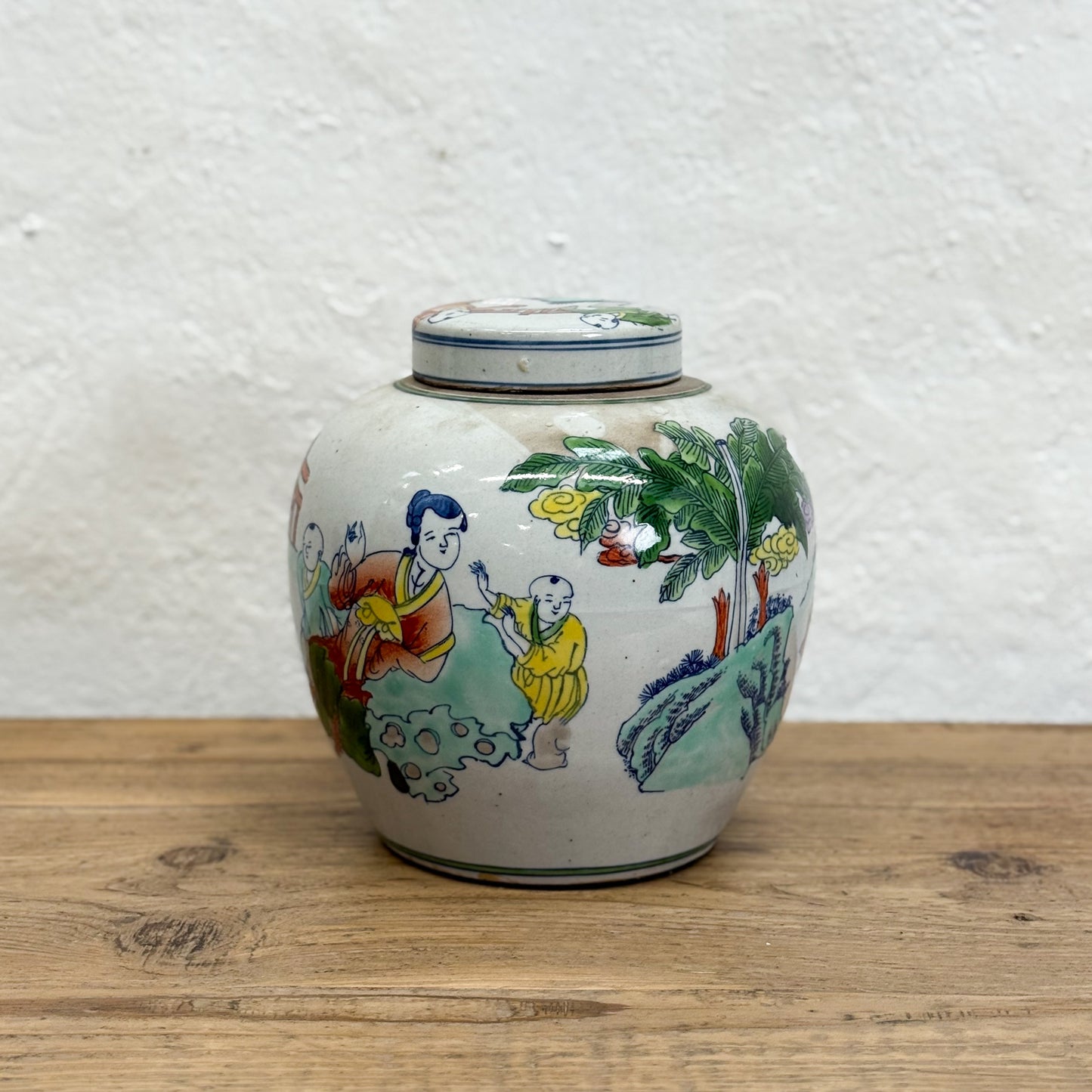 Painted Multicolour Porcelain Ginger Jar