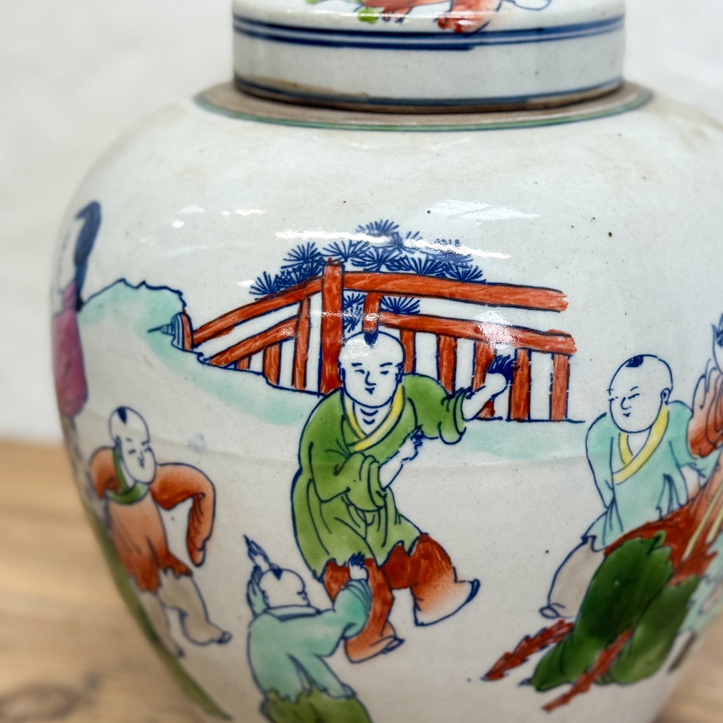 Painted Multicolour Porcelain Ginger Jar