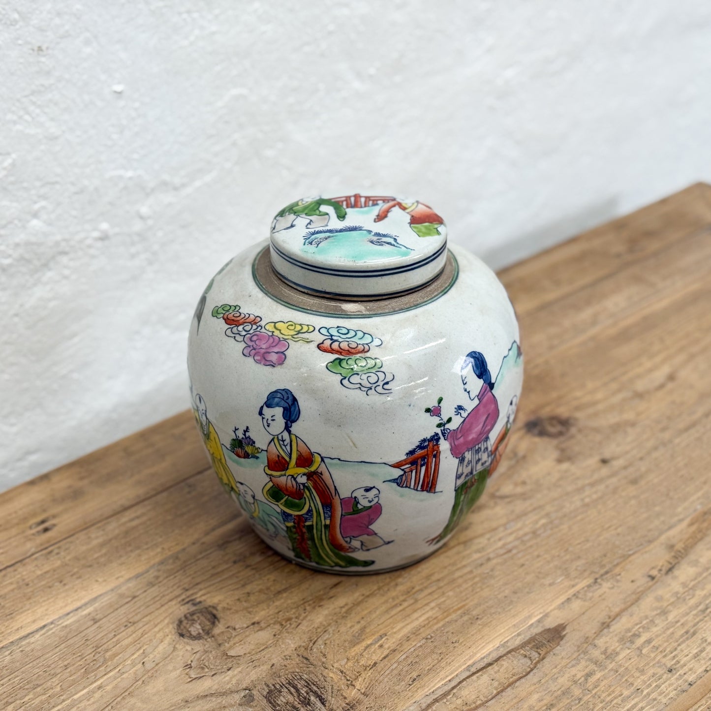 Painted Multicolour Porcelain Ginger Jar