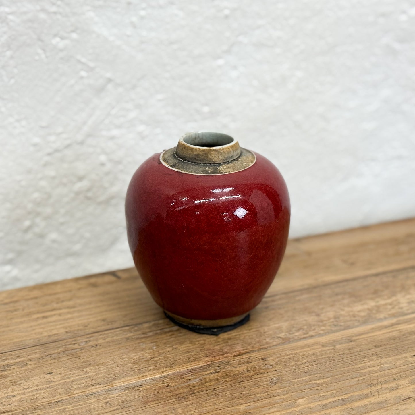 Small Crazed Red Ginger Jar