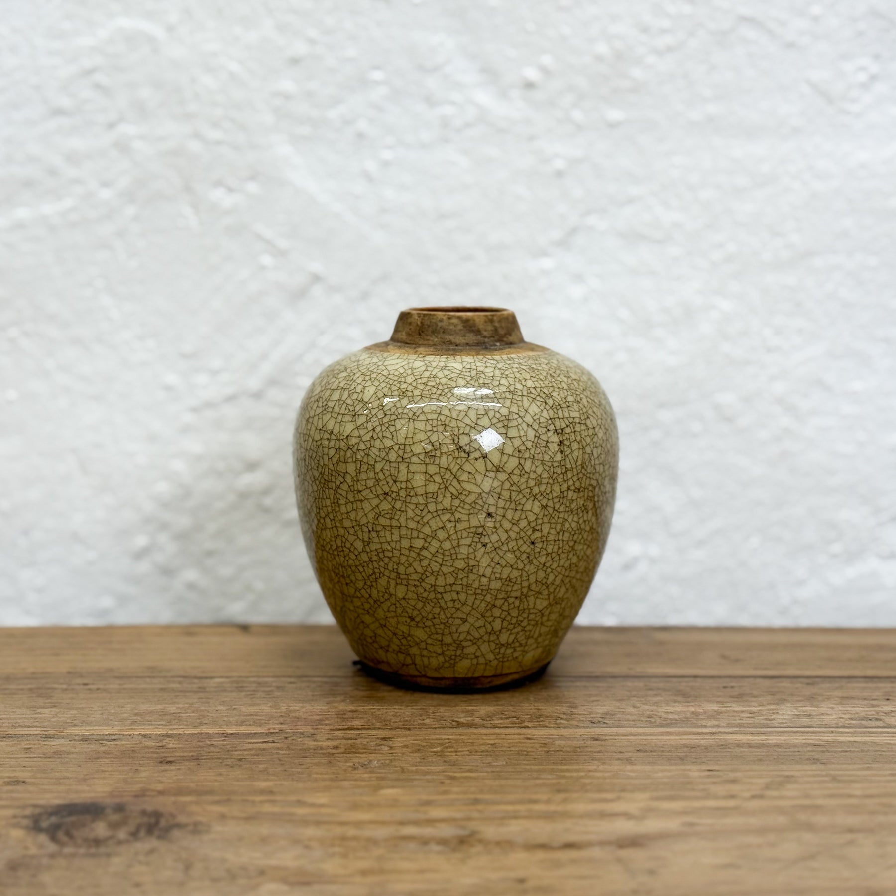 Small Crazed Mustard Ginger Jar