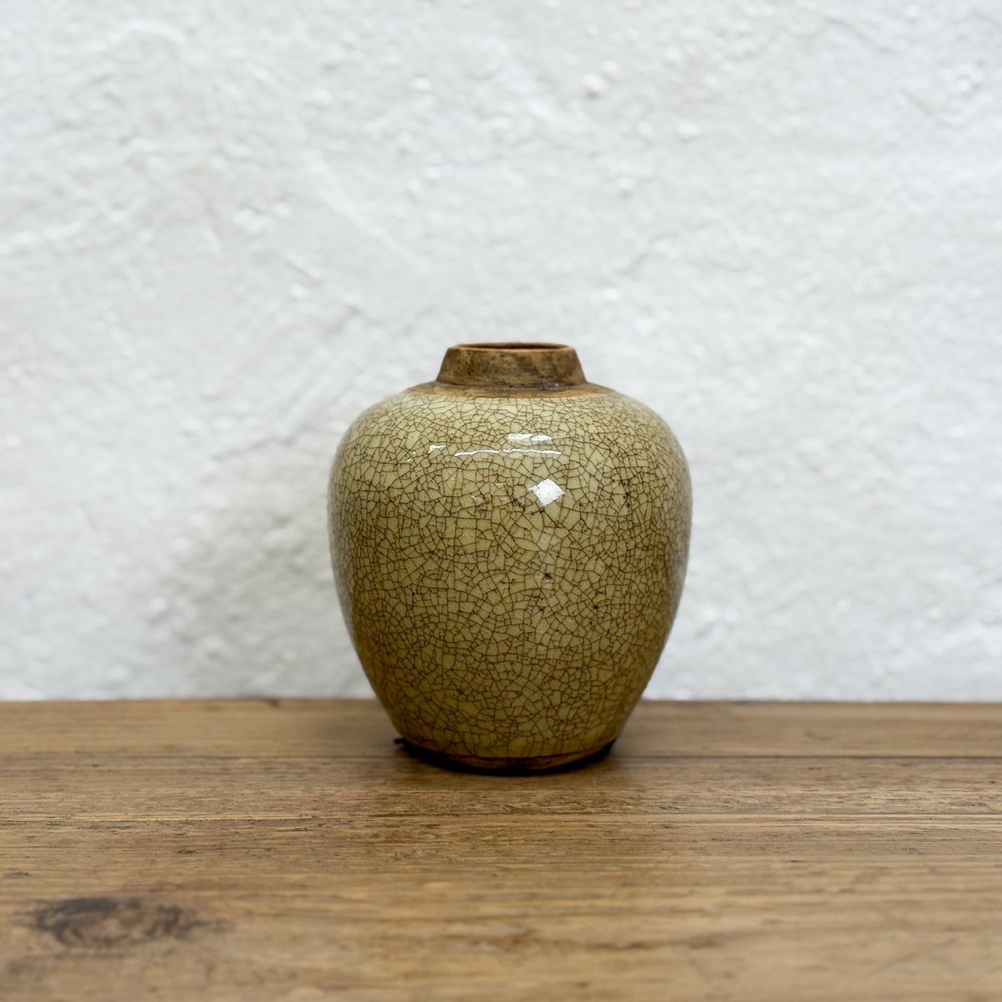 Small Crazed Mustard Ginger Jar