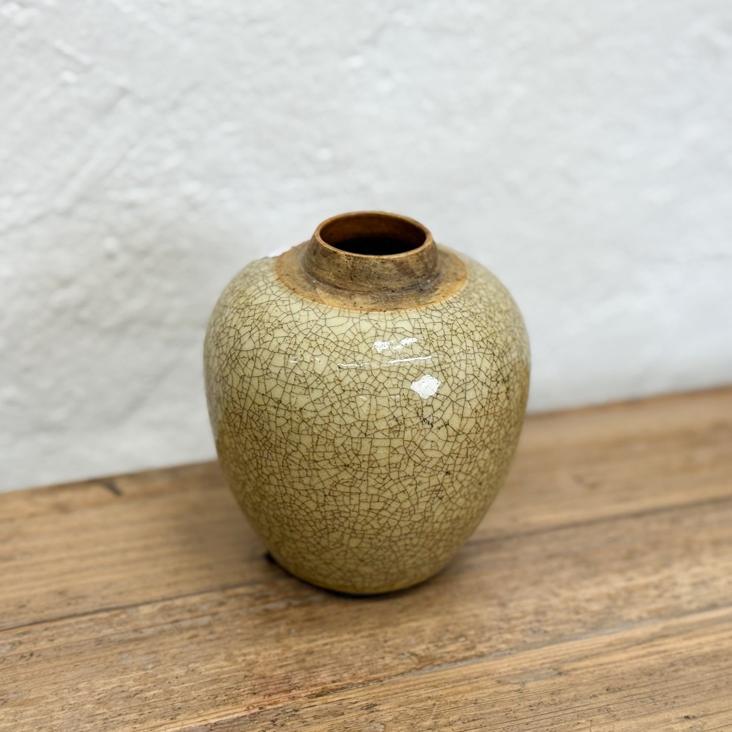 Small Crazed Mustard Ginger Jar