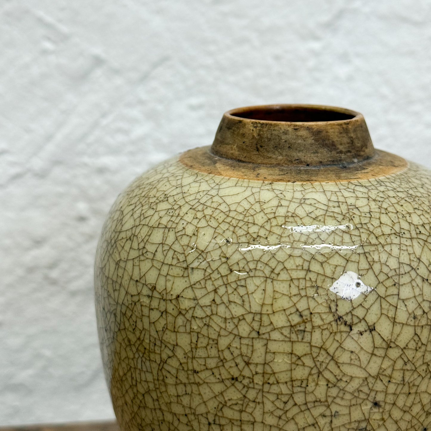 Small Crazed Mustard Ginger Jar