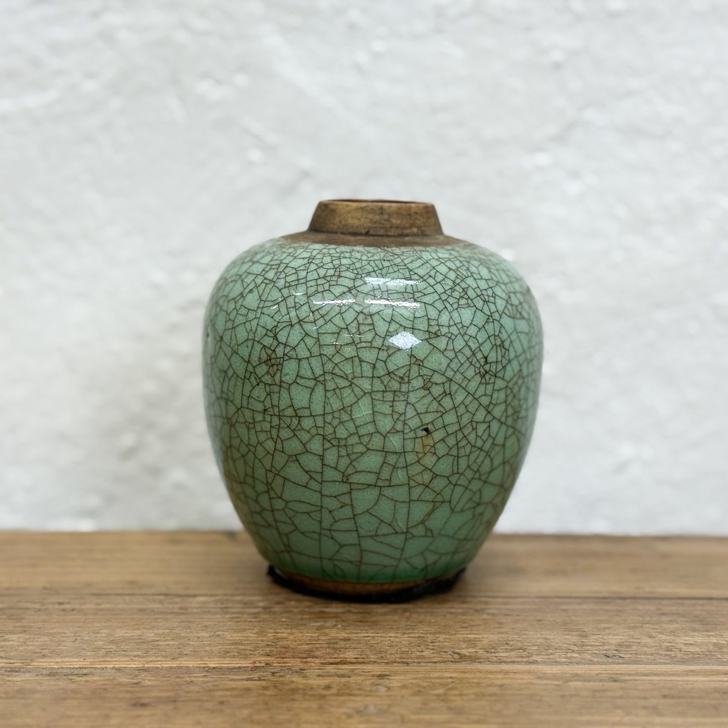 Small Crazed Green Ginger Jar
