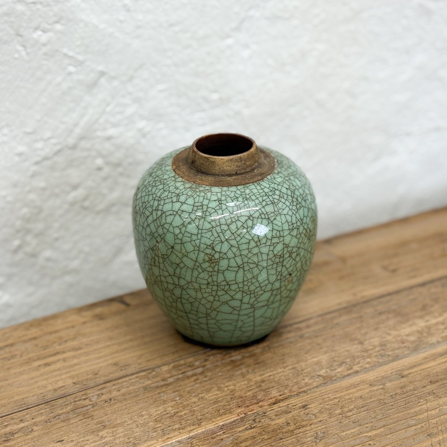 Small Crazed Green Ginger Jar