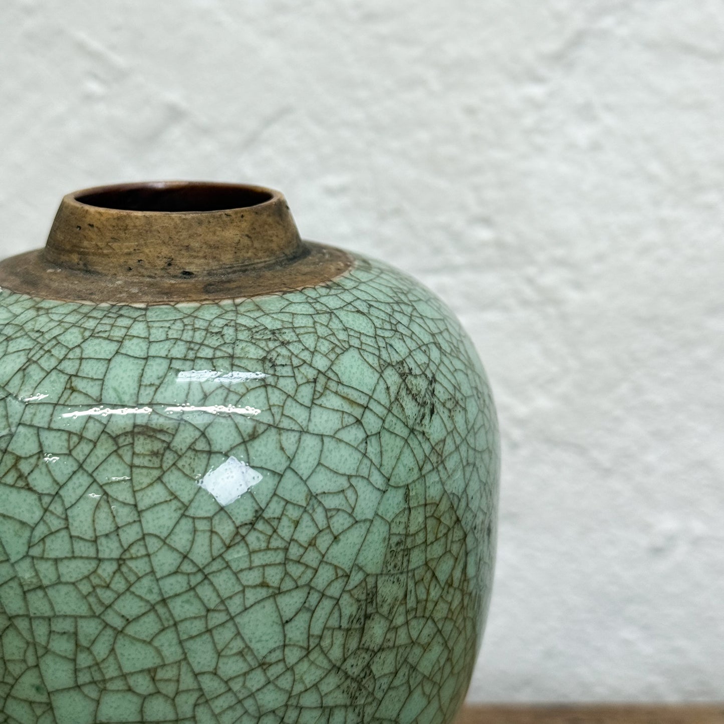 Small Crazed Green Ginger Jar