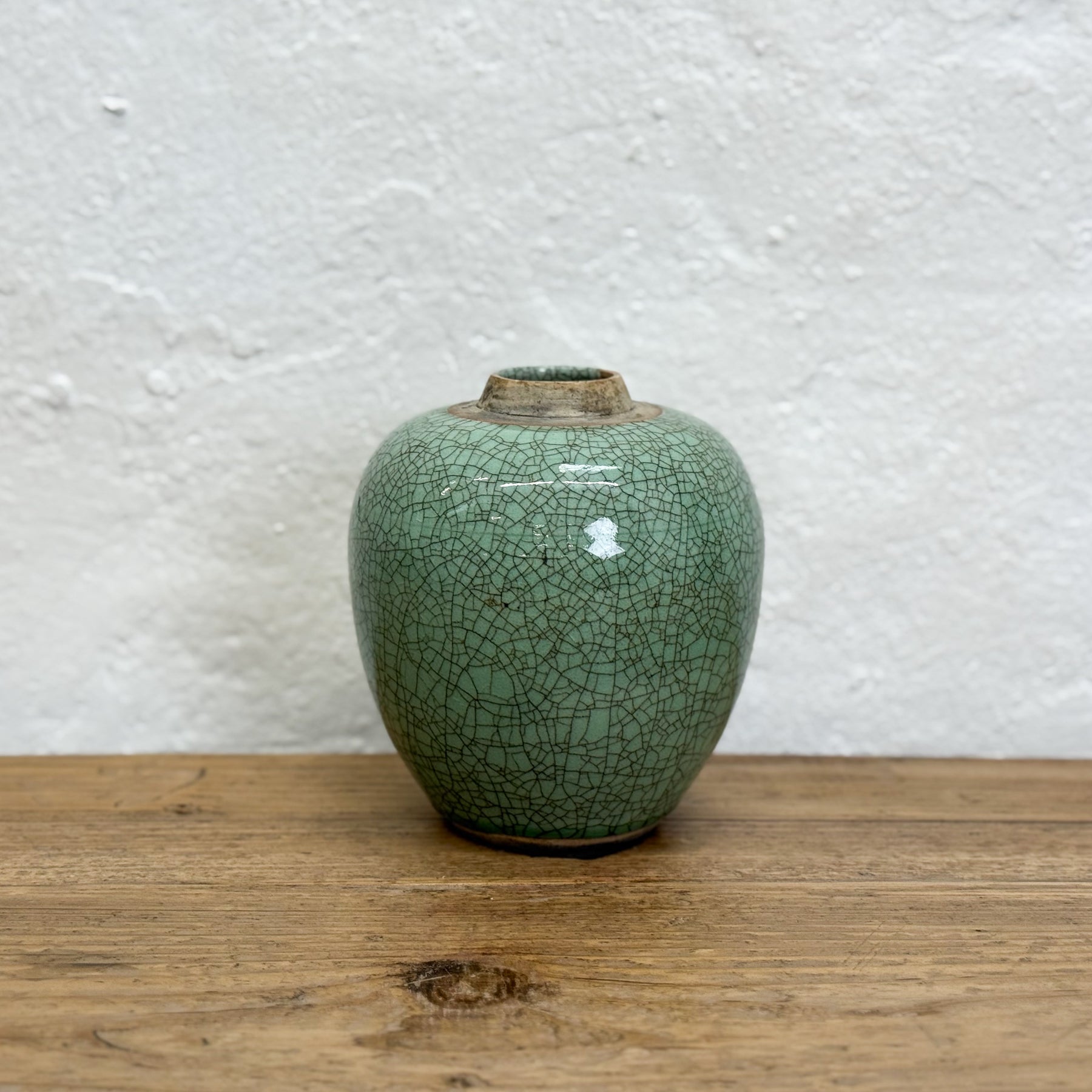 Green Crazed Ginger Jar