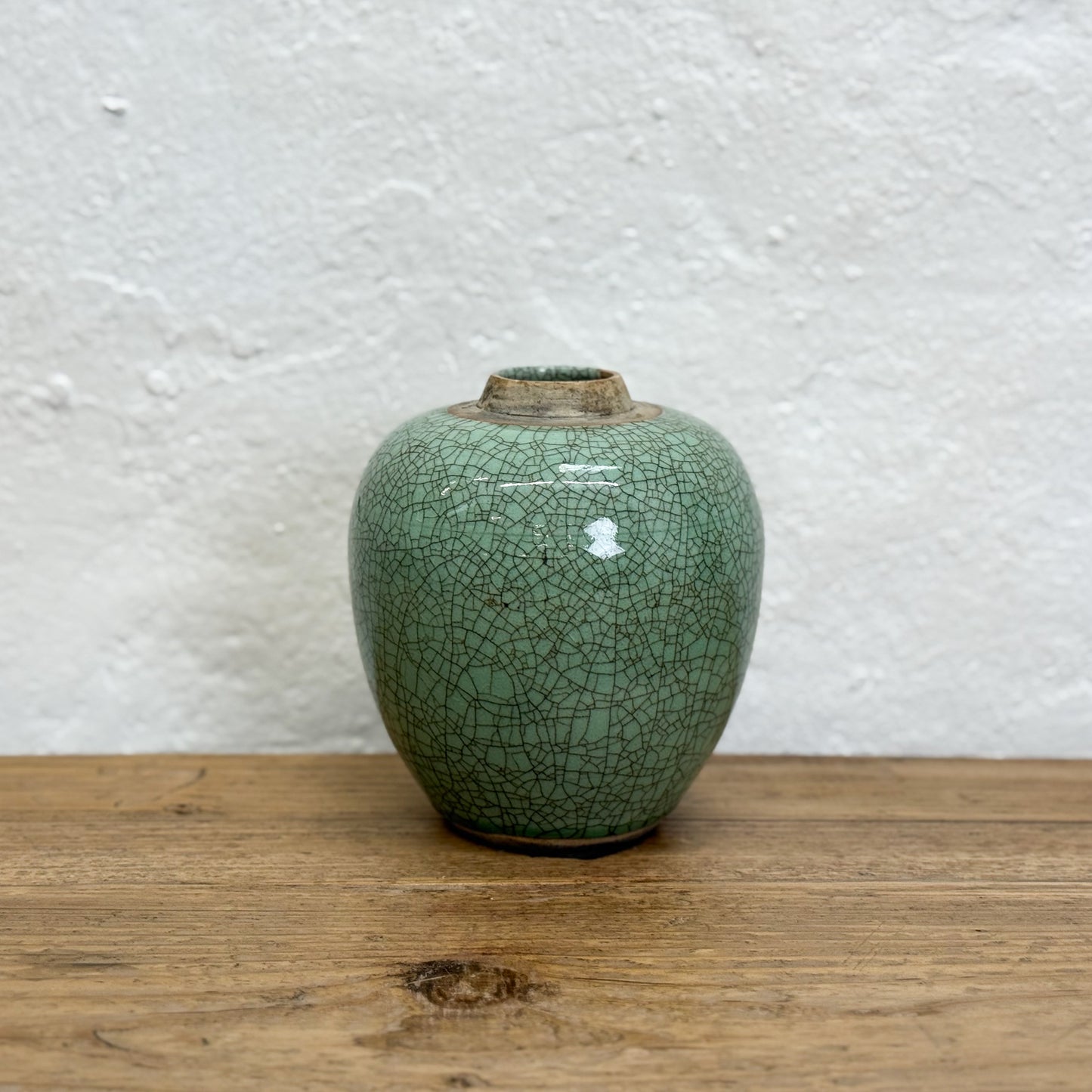 Green Crazed Ginger Jar