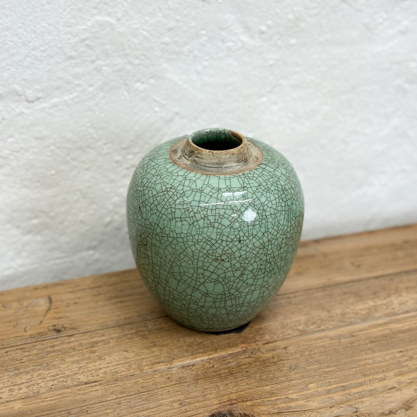 Green Crazed Ginger Jar