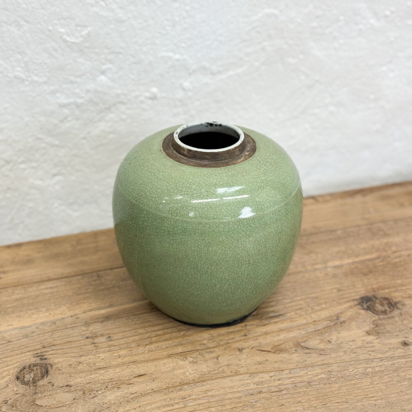Large Green Crazed Ginger Jar