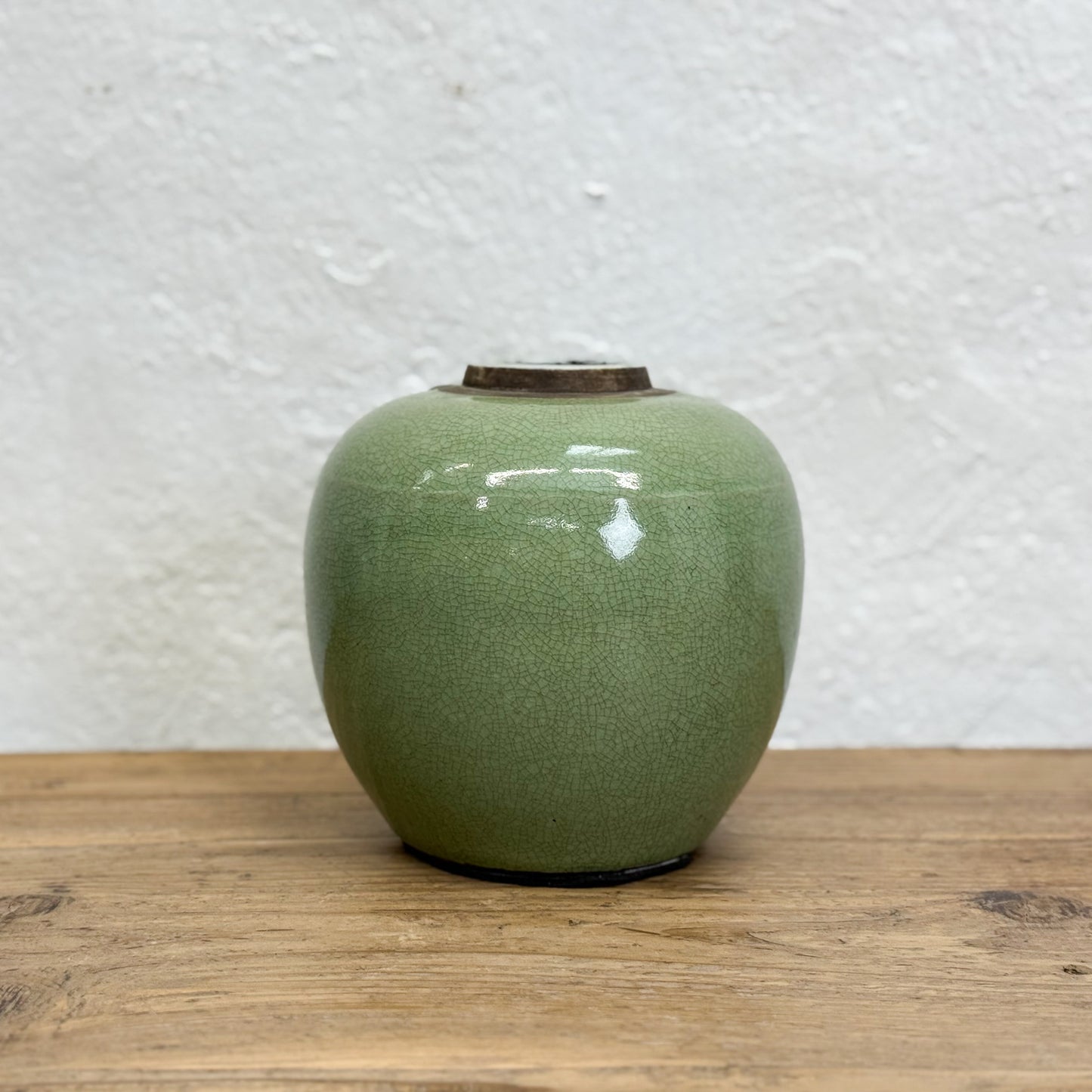 Large Green Crazed Ginger Jar