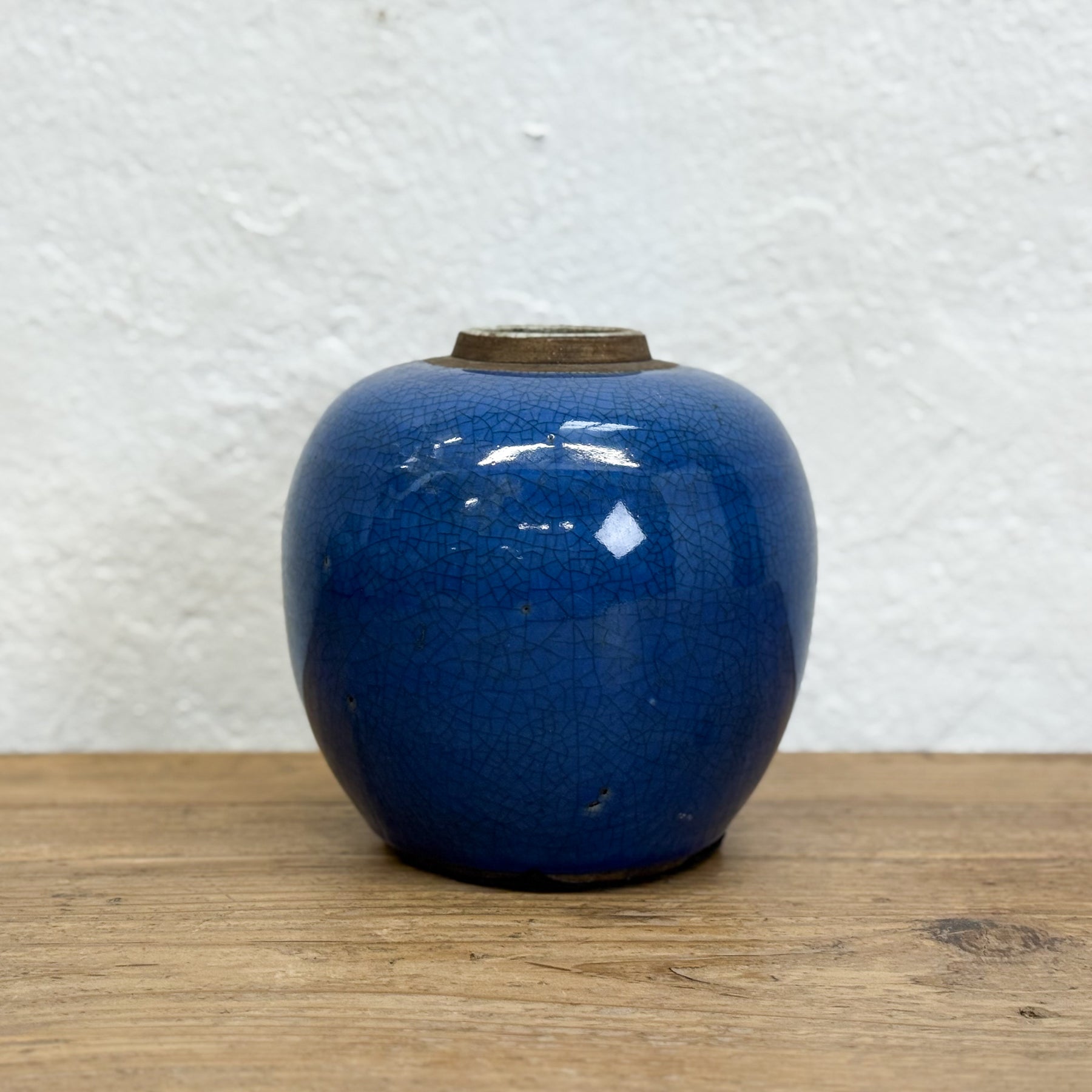 Blue Crazed Ginger Jar