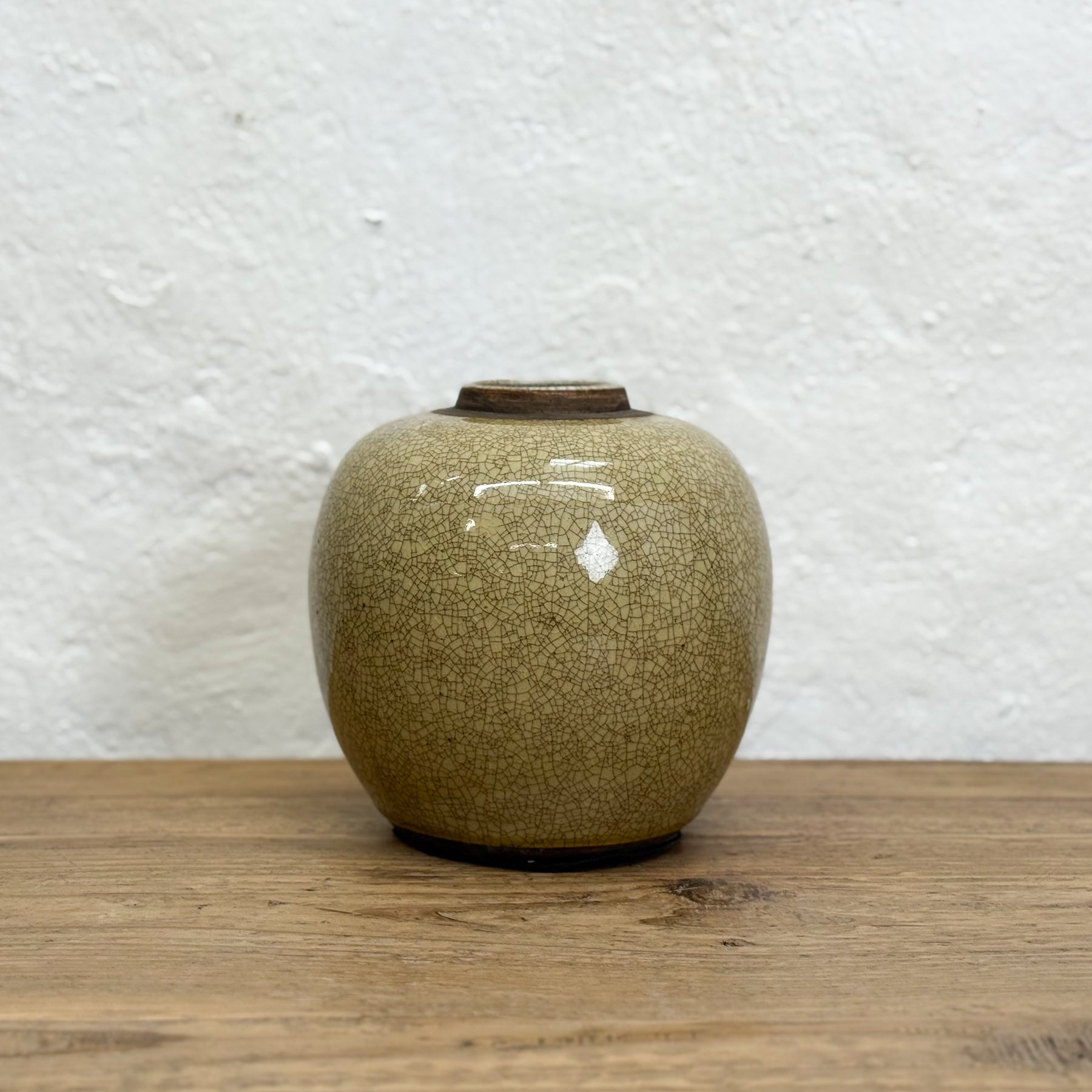 Beige Crazed Ginger Jar