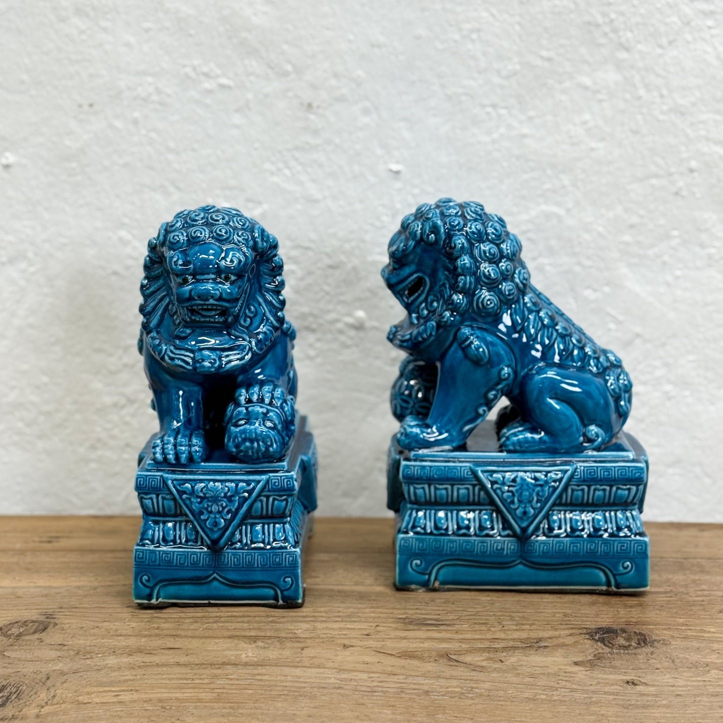 Turquoise Porcelain Foo Dog Pair