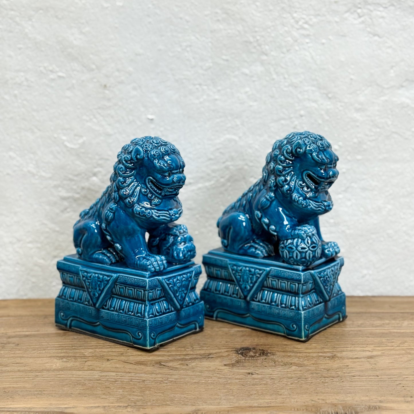 Turquoise Porcelain Foo Dog Pair
