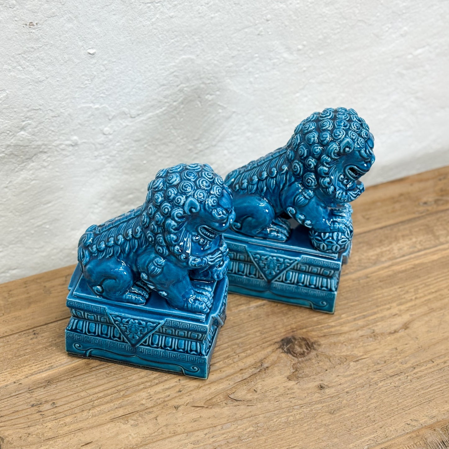 Turquoise Porcelain Foo Dog Pair