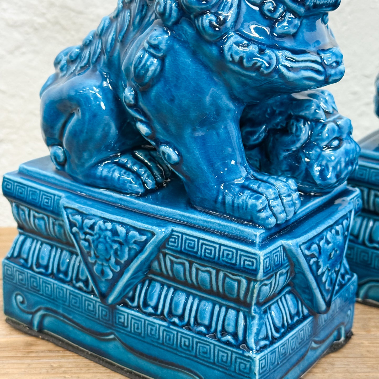 Turquoise Porcelain Foo Dog Pair