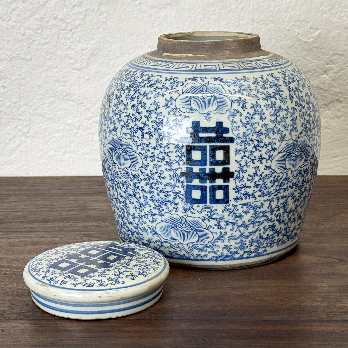 Blue & White Double Happiness Ginger Jar