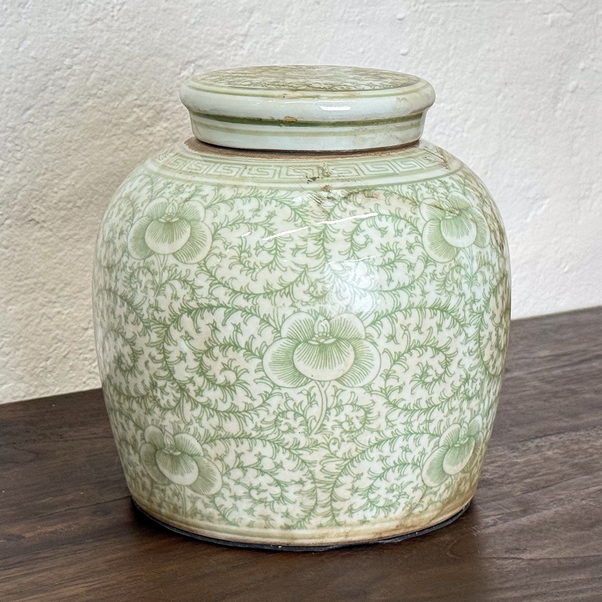Green Vine Porcelain Ginger Jar