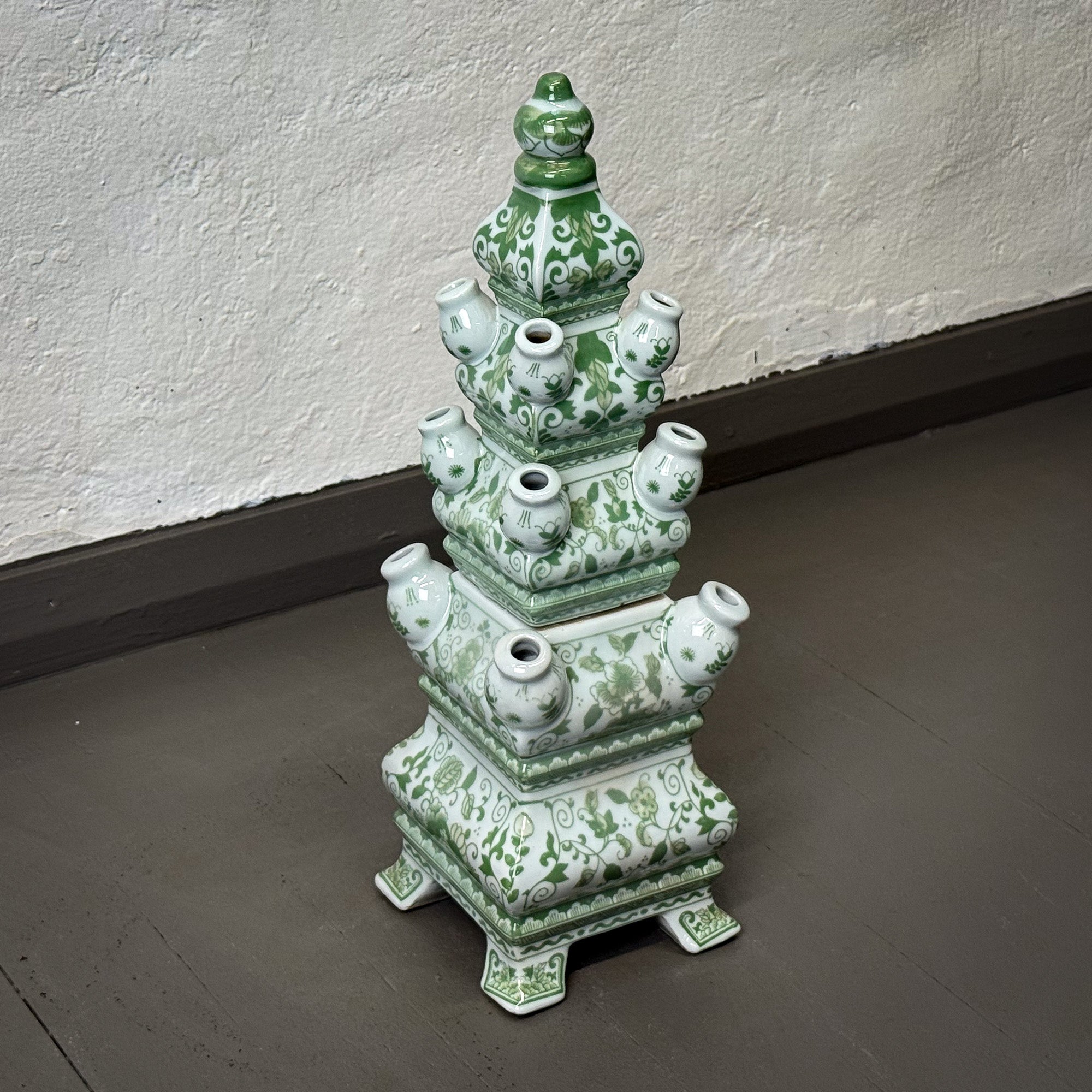 Green Tulip Pagoda Vase