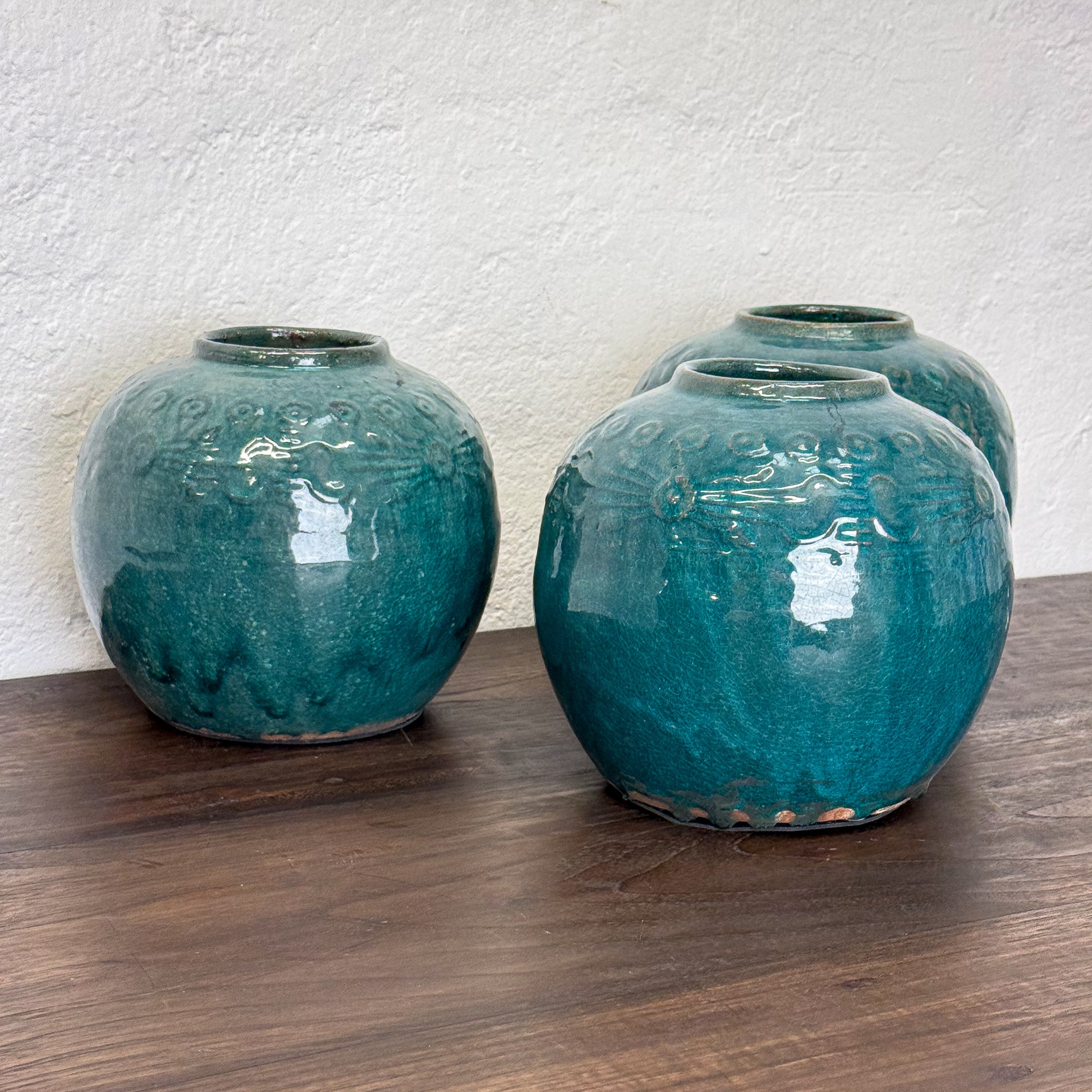 Embossed Hunter Green Vase