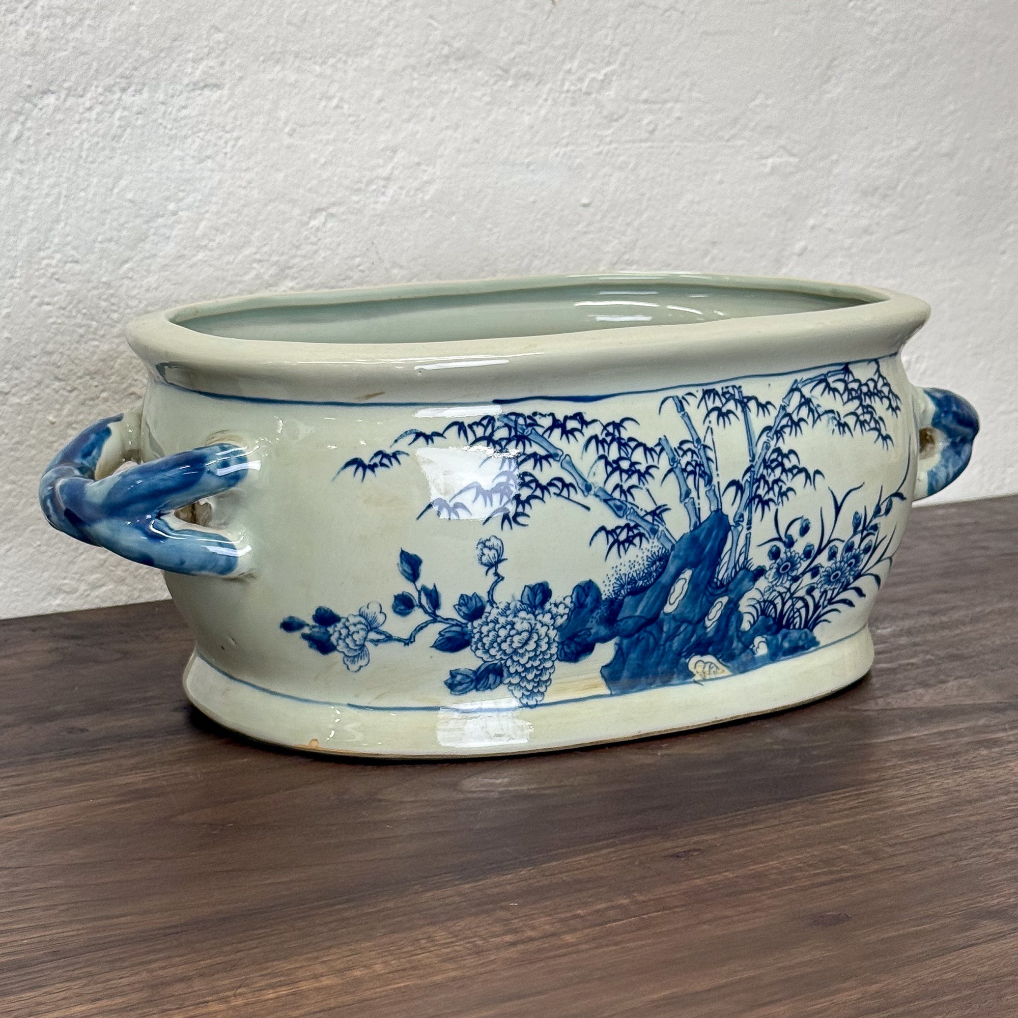 Blue & White Floral Porcelain Baby Bath