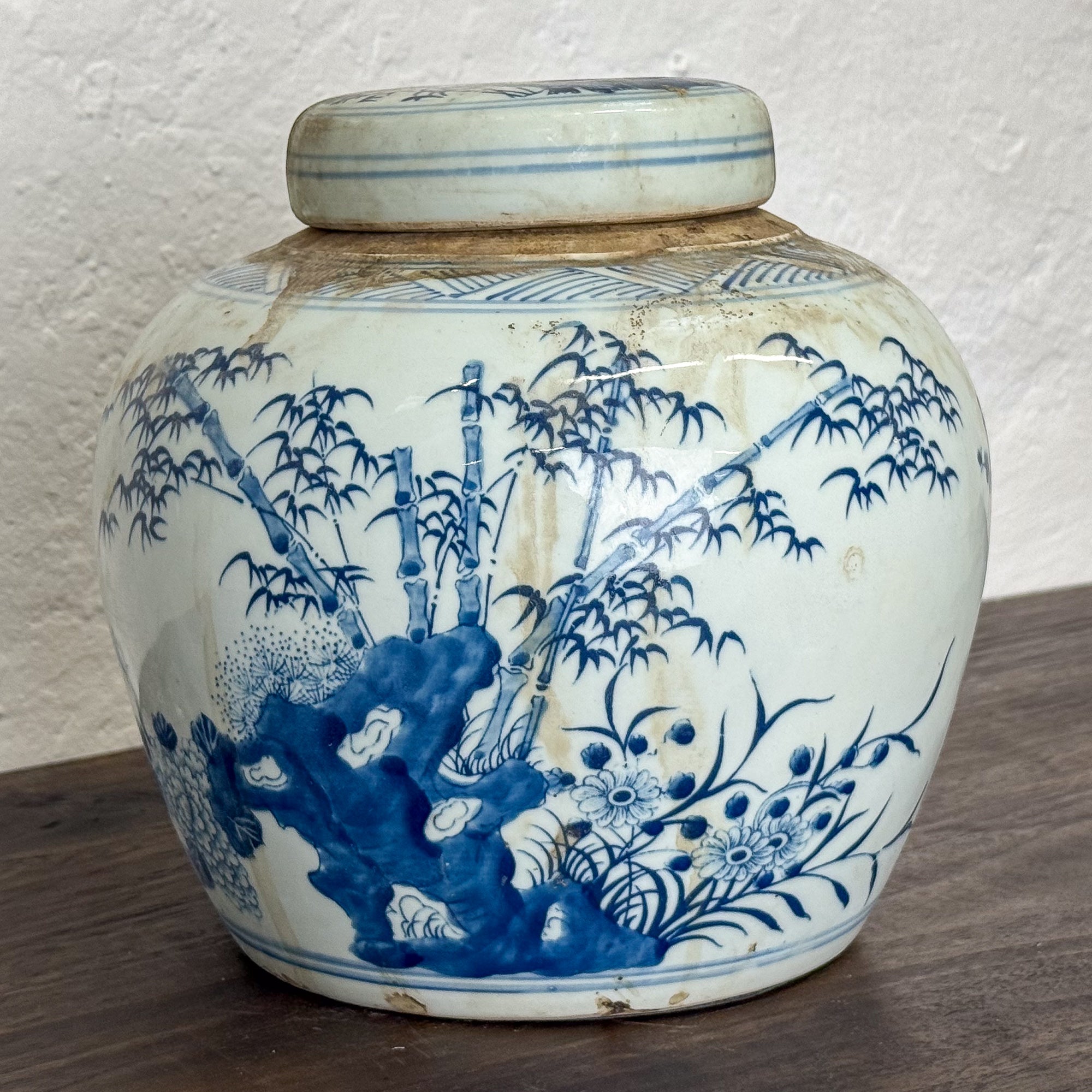 Blue & White Blossom & Chrysanthemum Ginger Jar