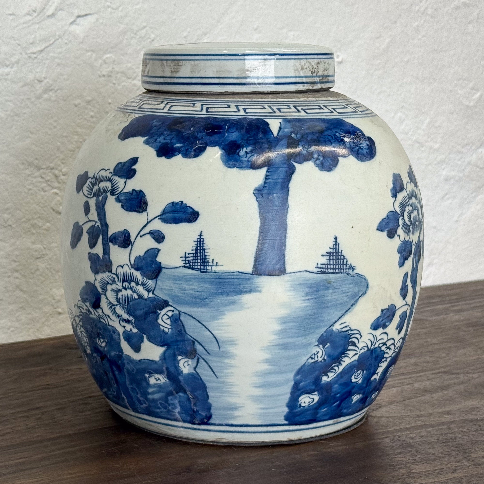 Blue & White Landscape Ginger Jar
