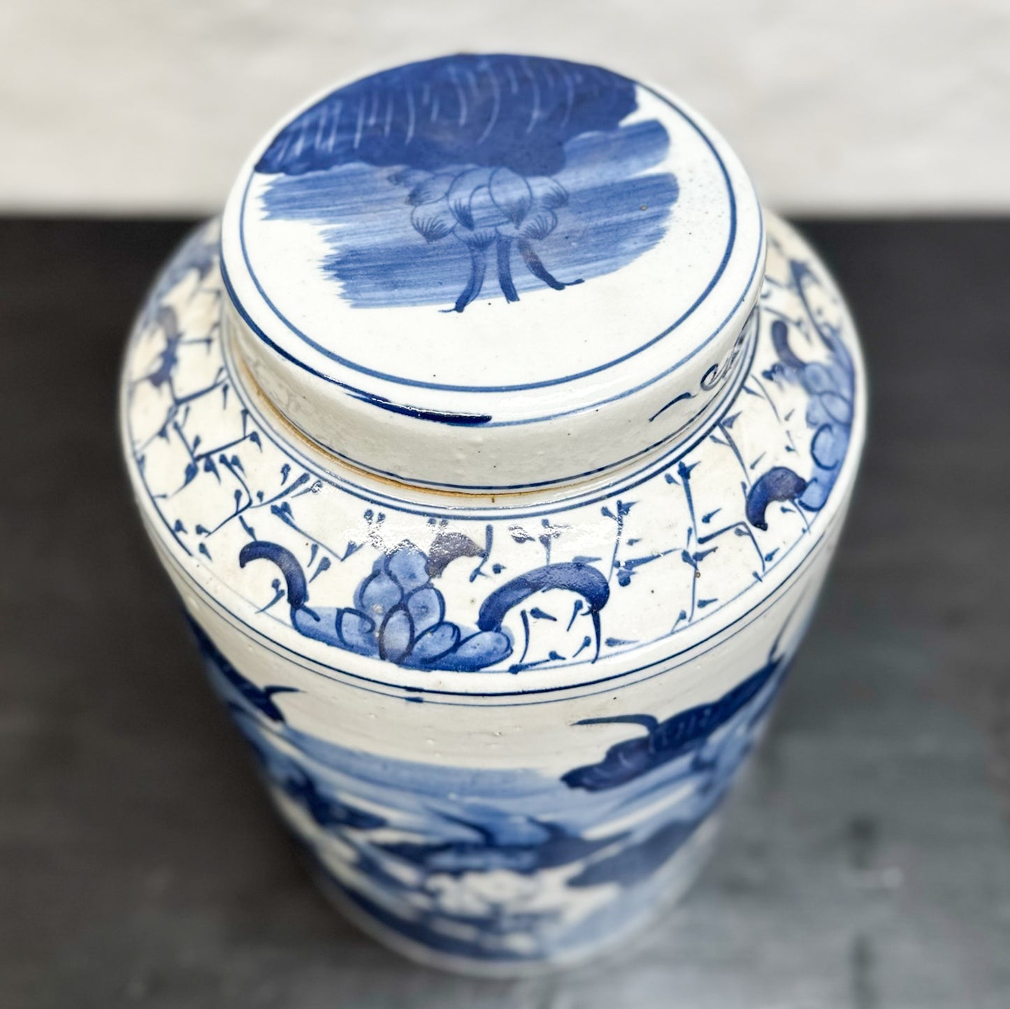 Lily Pond Cylinder Porcelain Jar